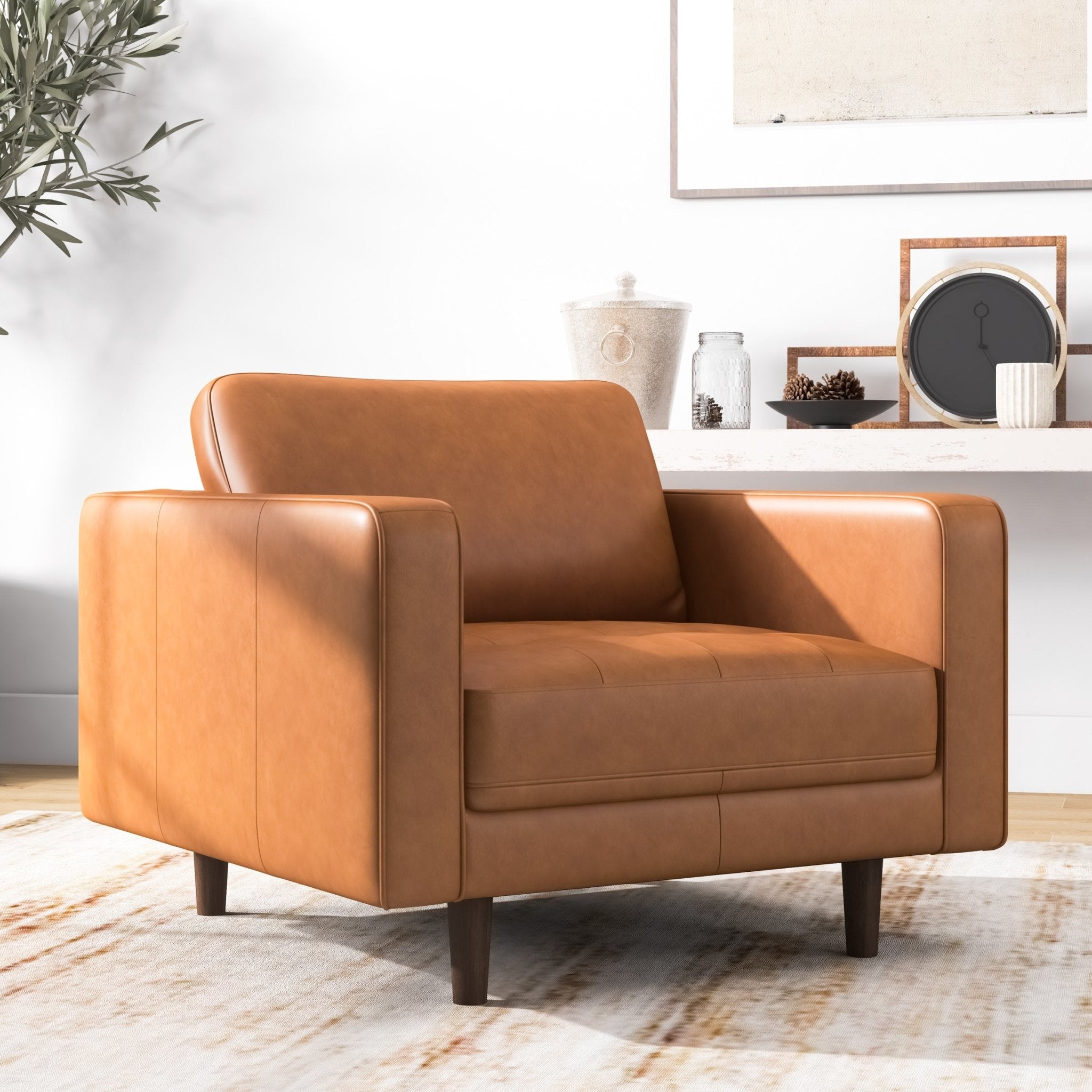 Tessa Leather Lounge Chair Tan Leather