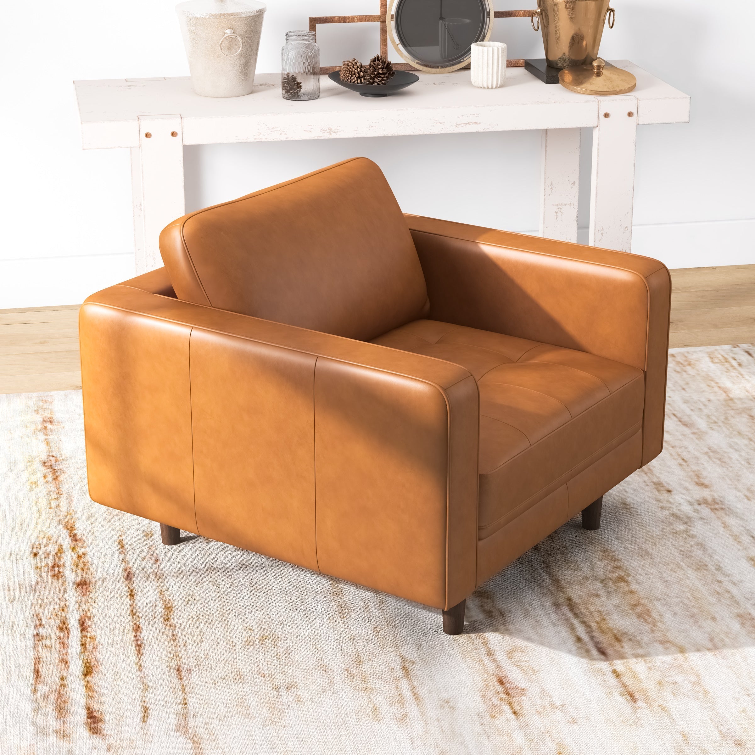 Tessa Leather Lounge Chair Tan Leather