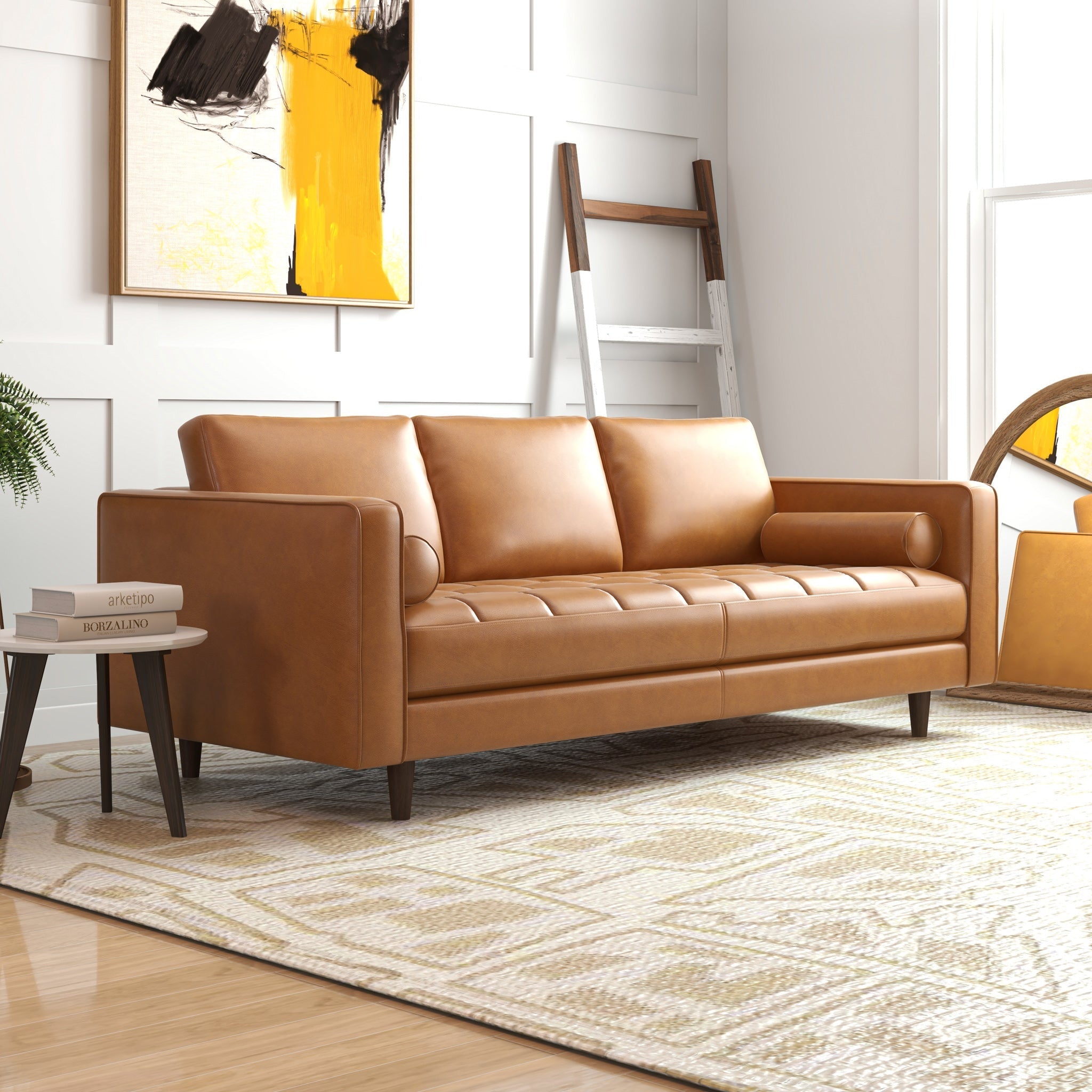 Tessa Genuine Leather Tan Sofa