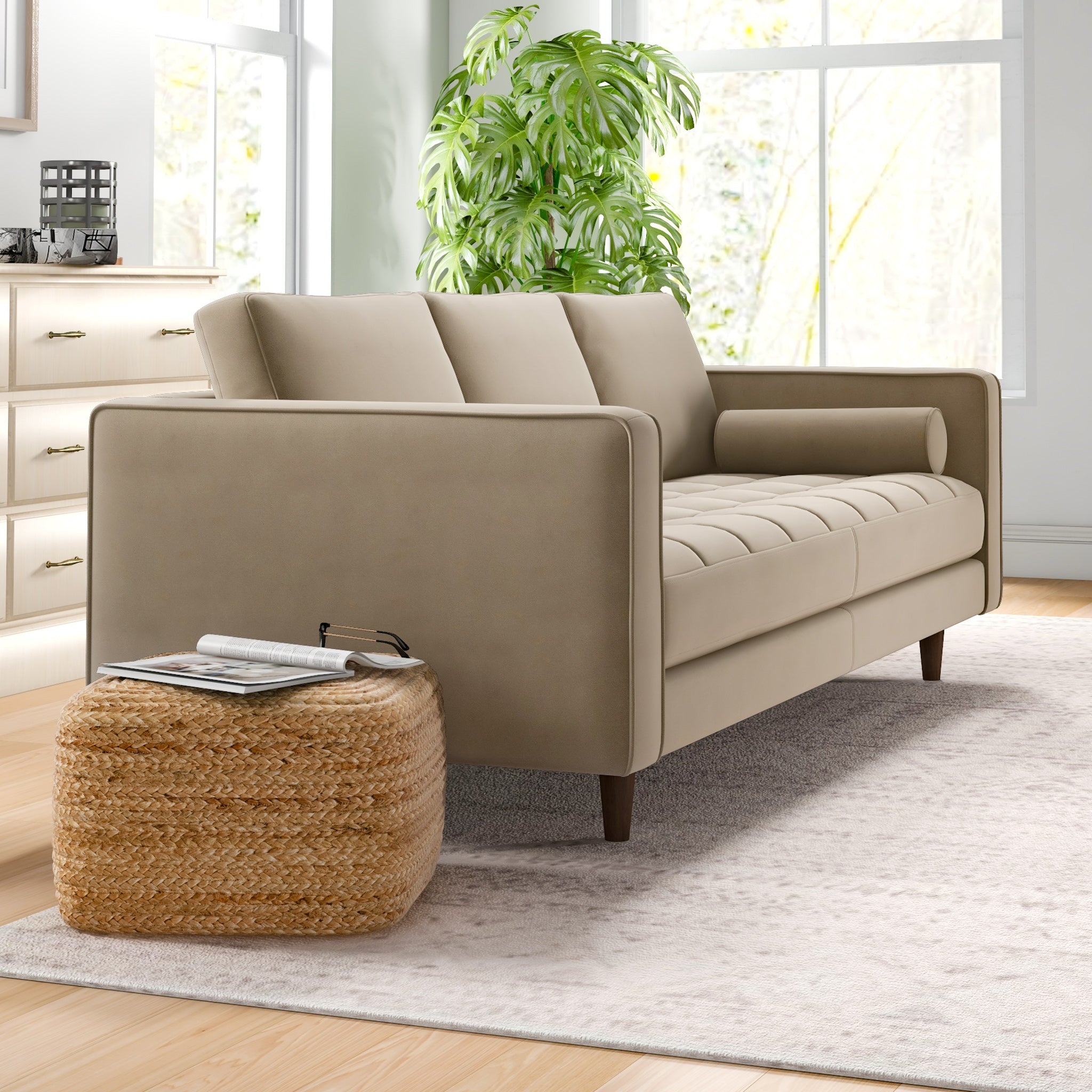 Tessa Taupe Velvet Sofa