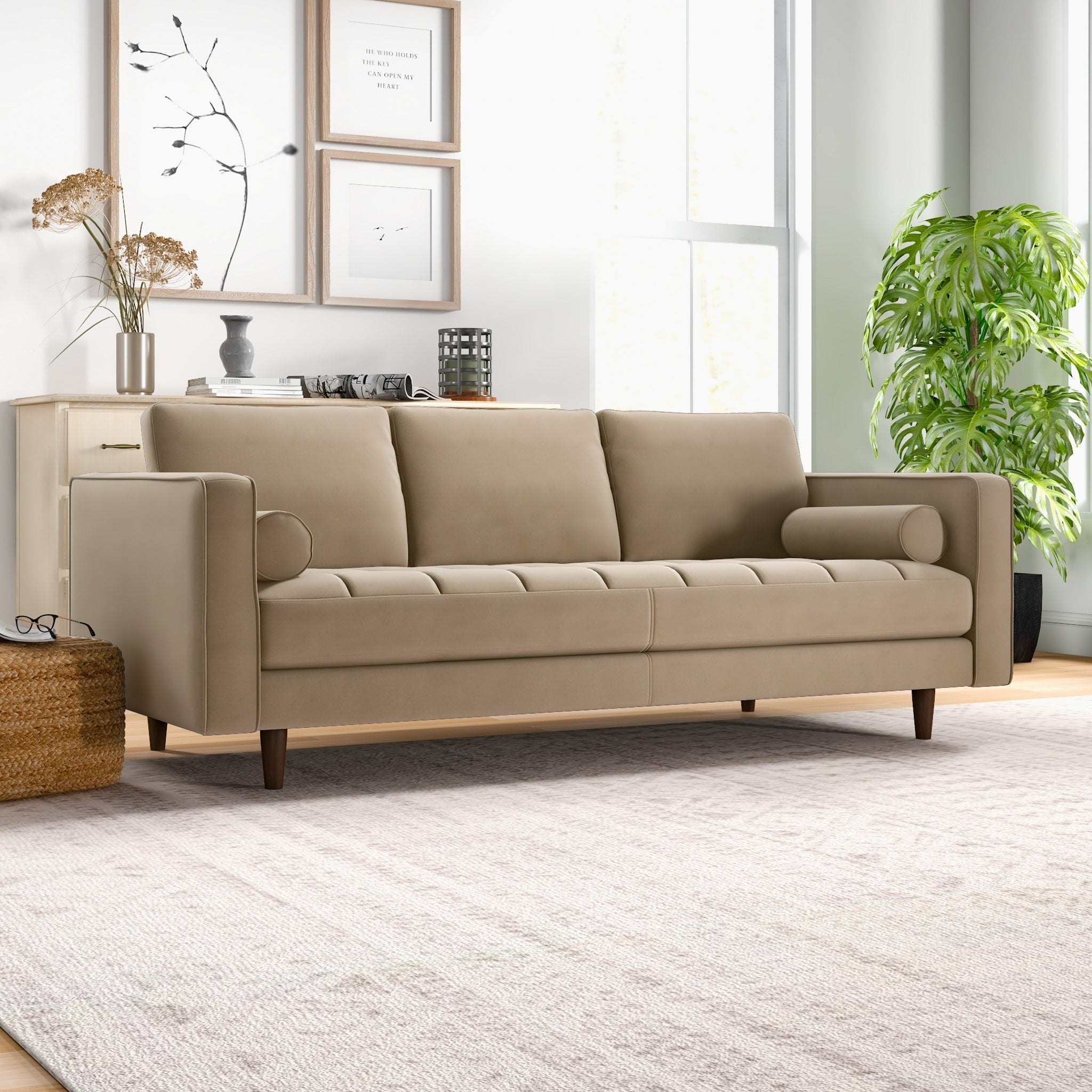 Tessa Taupe Velvet Sofa