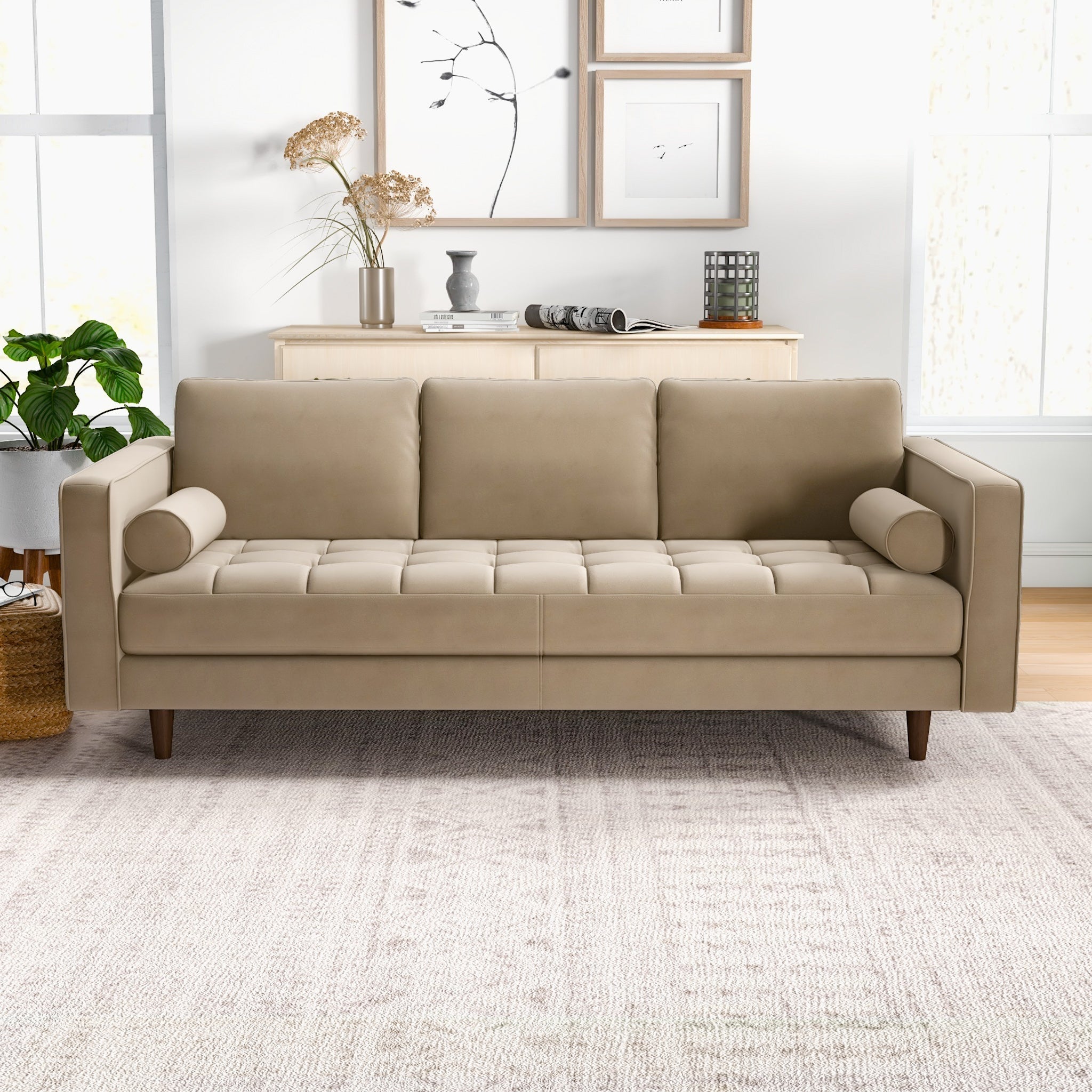 Tessa Taupe Velvet Sofa