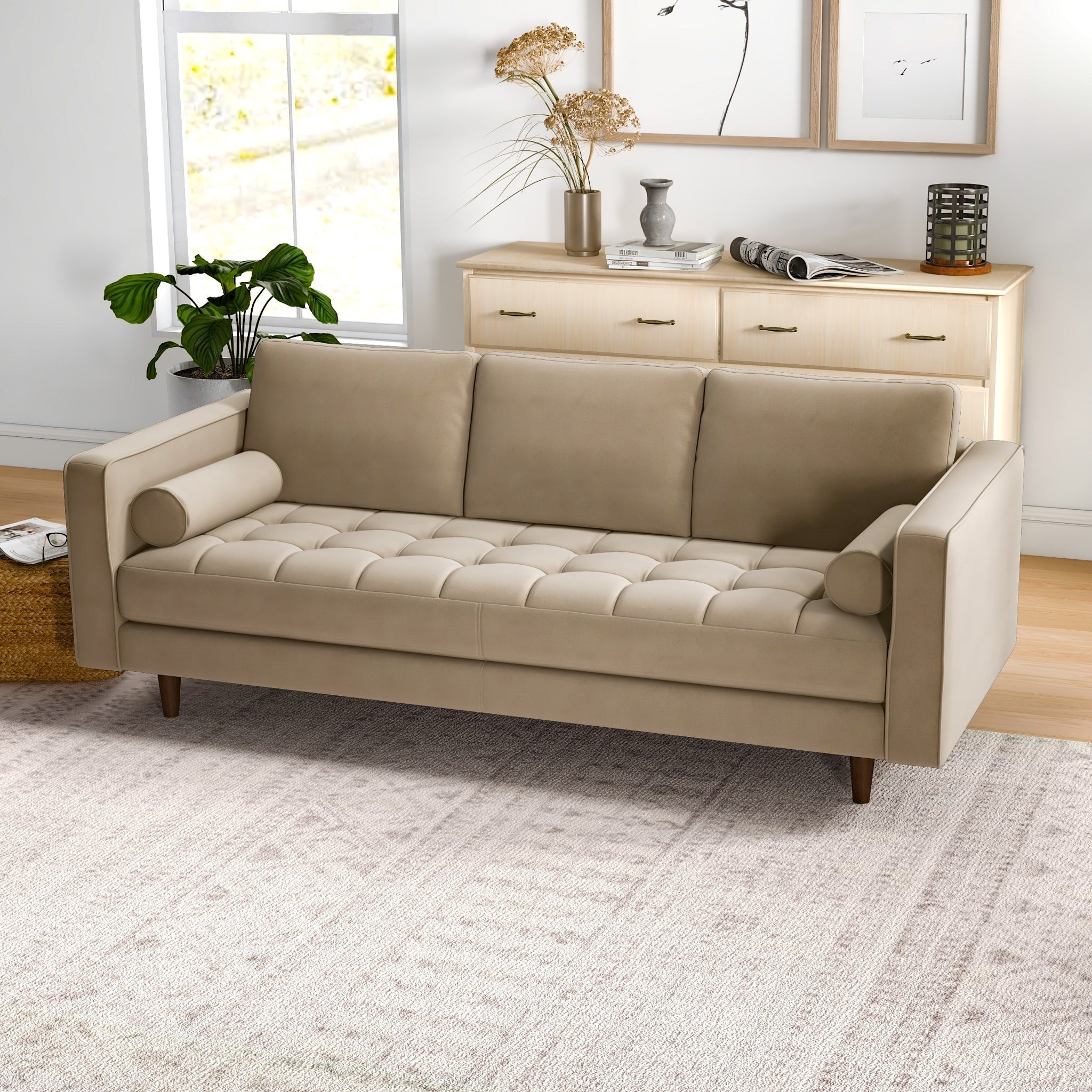 Tessa Taupe Velvet Sofa