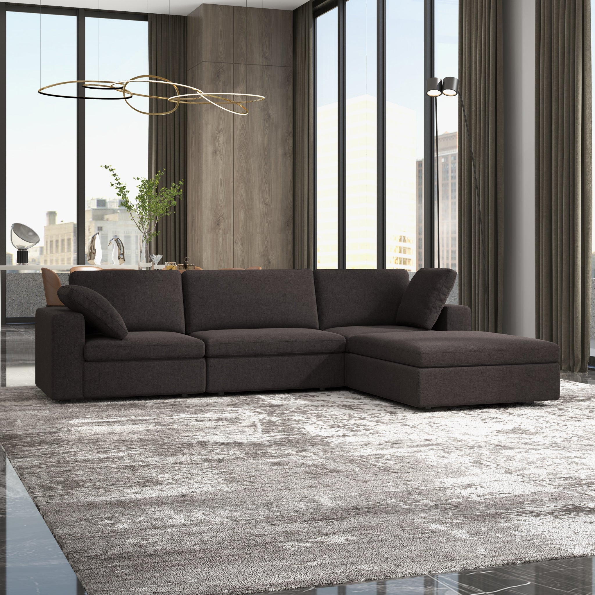 Texas Modular Corner Sectional Modern Sofa Dark Gray