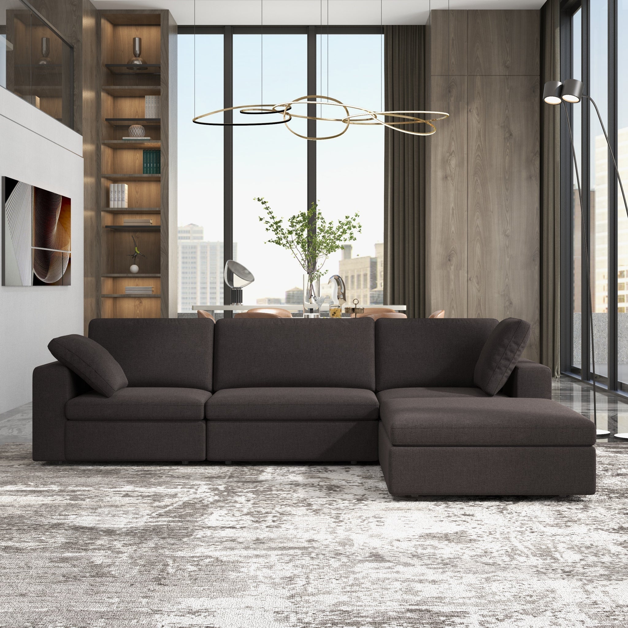 Texas Modular Corner Sectional Modern Sofa Dark Gray