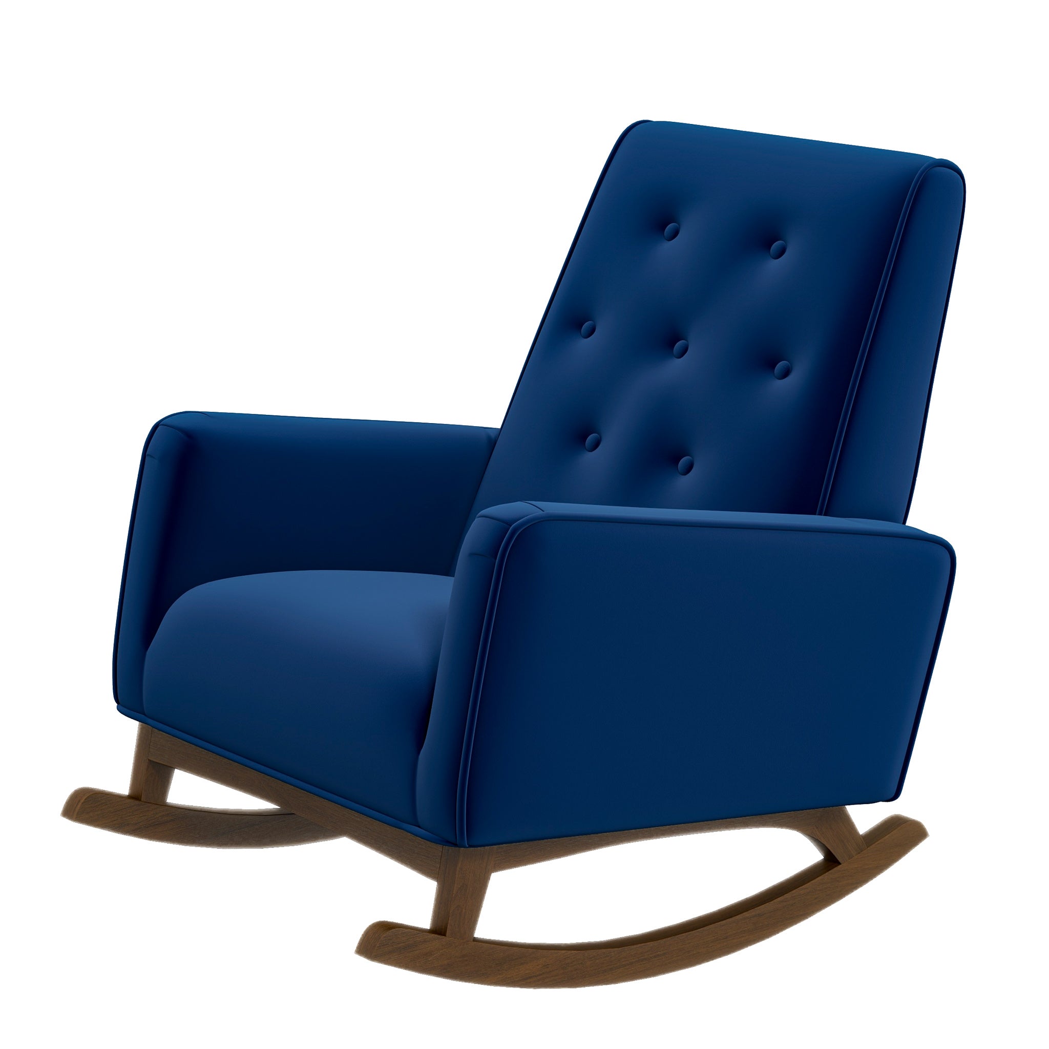 Windsor Dark Blue Velvet Fabric Rocking Chair