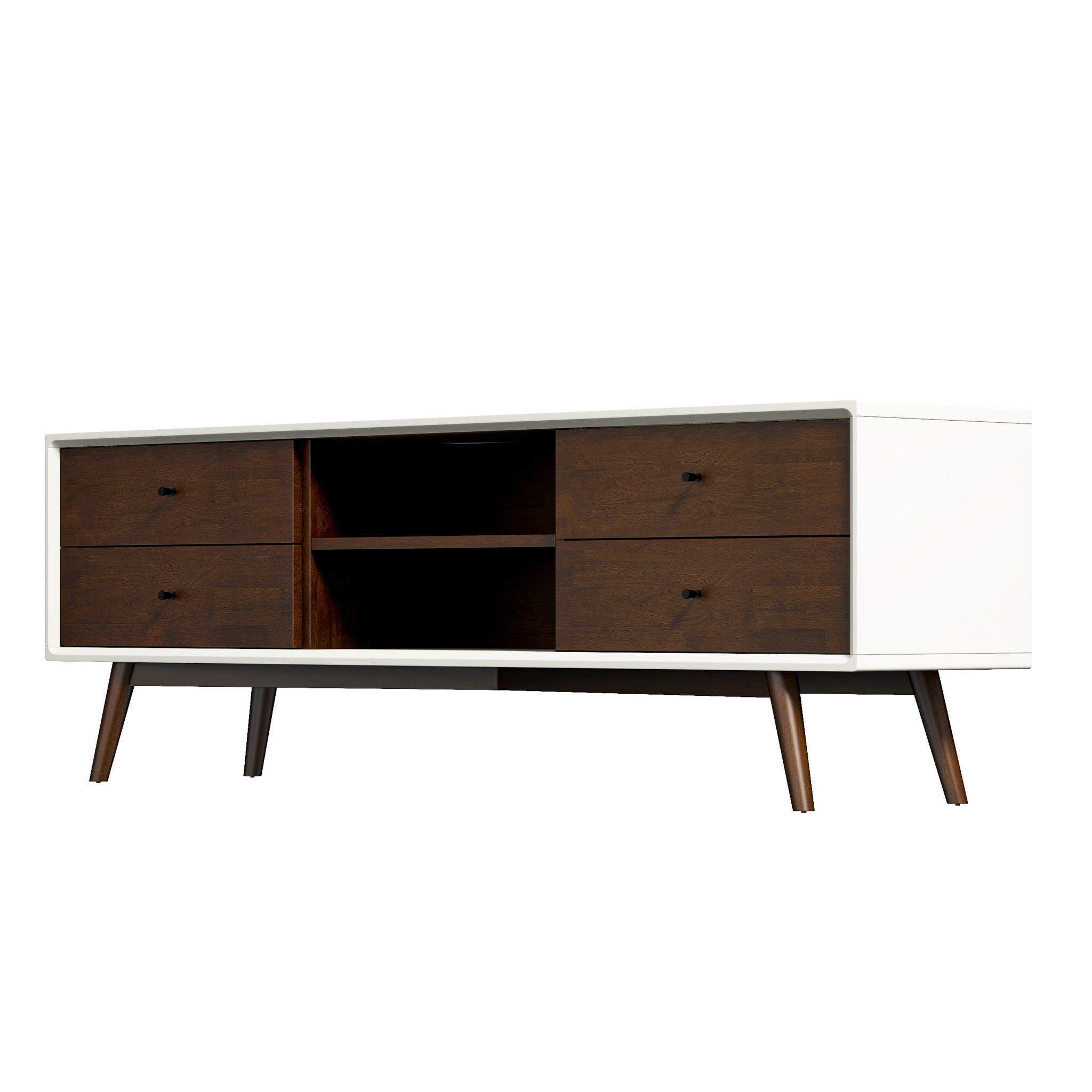 Noak Mid Century Modern Style White TV Stand