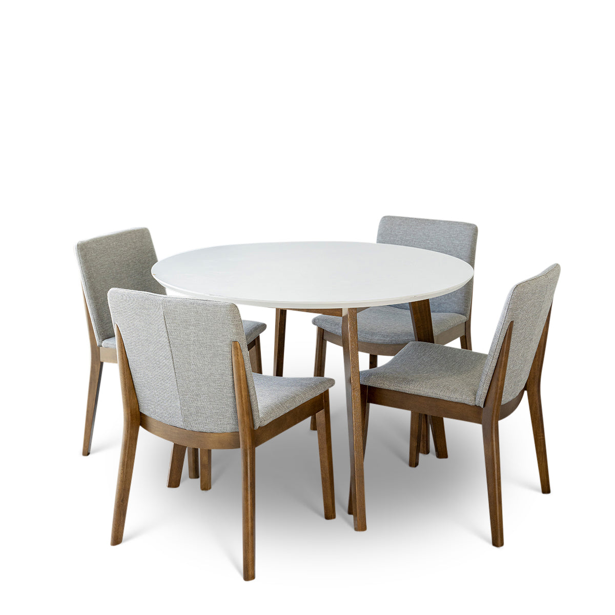 Aliana Dining set with 4 Virginia Grey Chairs White