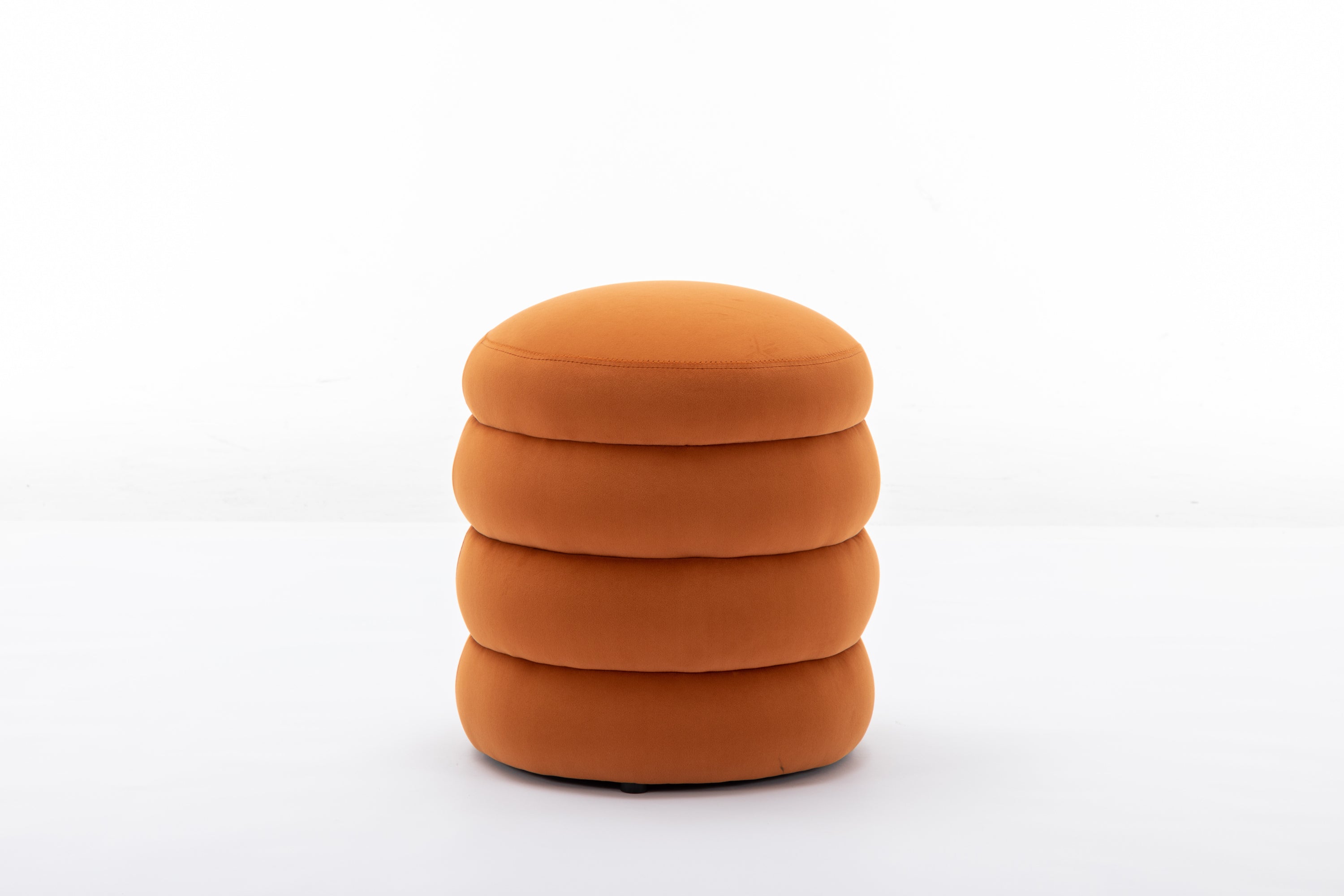 006-Soft Velvet Round Ottoman Footrest Stool,Orange