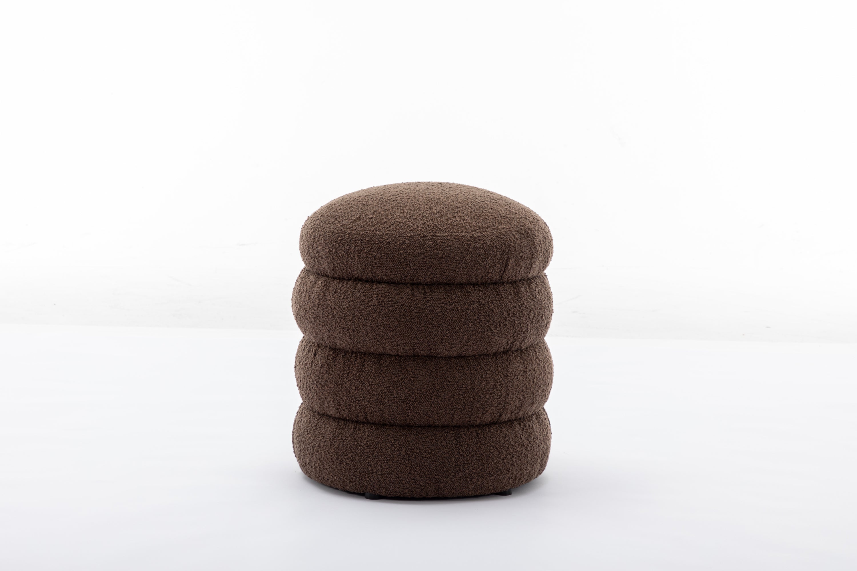 006-Soft Boucle Round Ottoman Footrest Stool,Brown