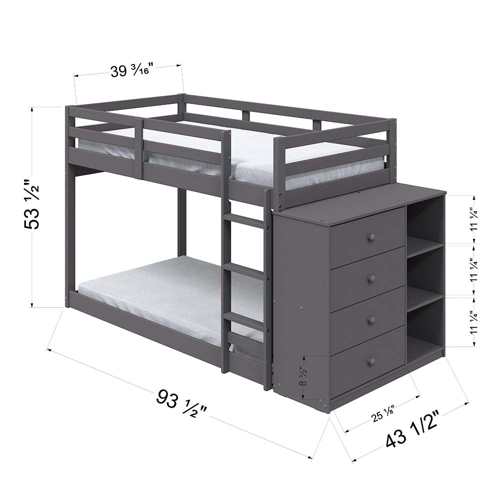 Centerfield Twin/Twin Bunk Bed W/4 Drawers & 3 Compartments