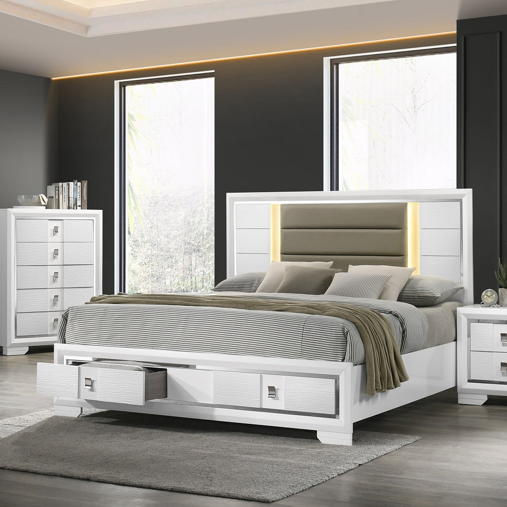 Rahmani Queen Bed W/Led & Storage