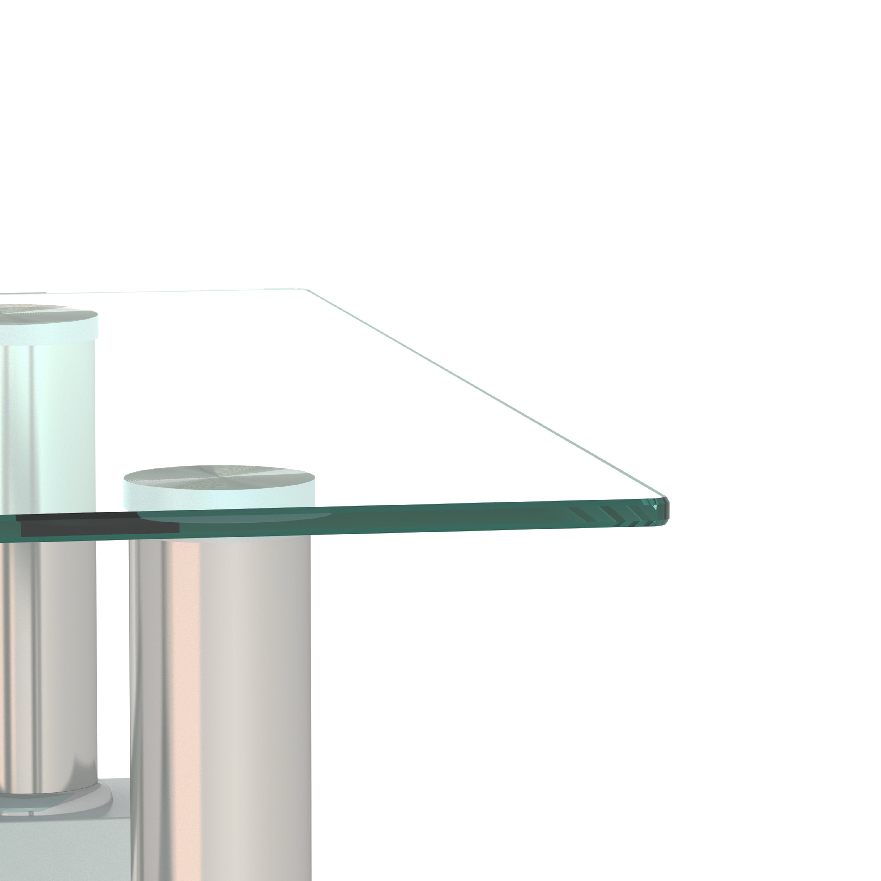 1-Piece Modern Tempered Glass Tea Table Coffee Table End Table, Square Table for Living Room, Transparent/White