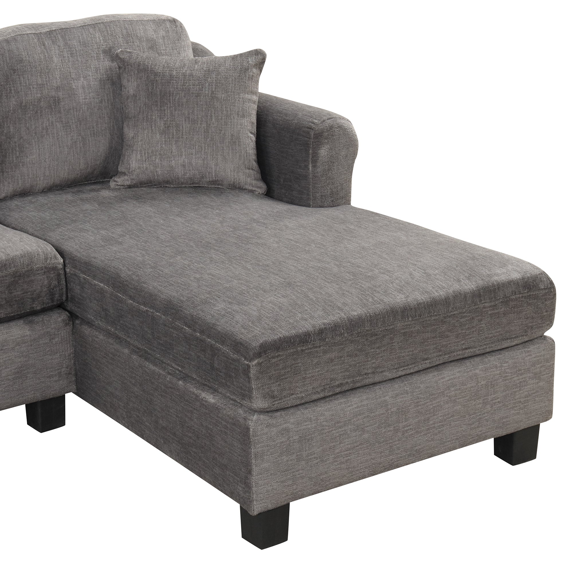 122.1" *91.3" 4pcs Sectional Sofa with Ottoman with Right Side Chaise velvet fabric Dark Gray