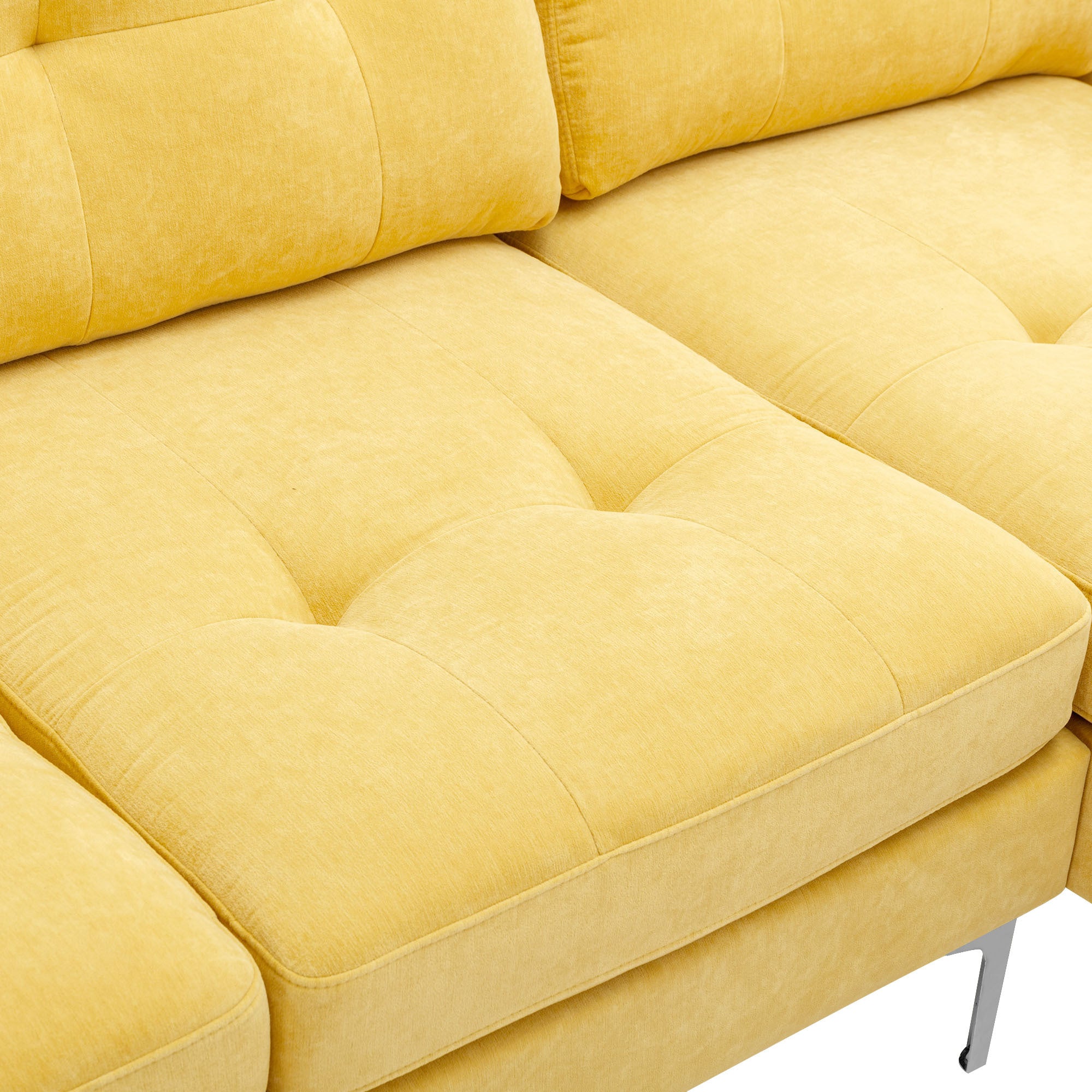 110" L-Shape Convertible Sectional Sofa Couch with Movable Ottoman for Living Room, Apartment, Office, Yellow