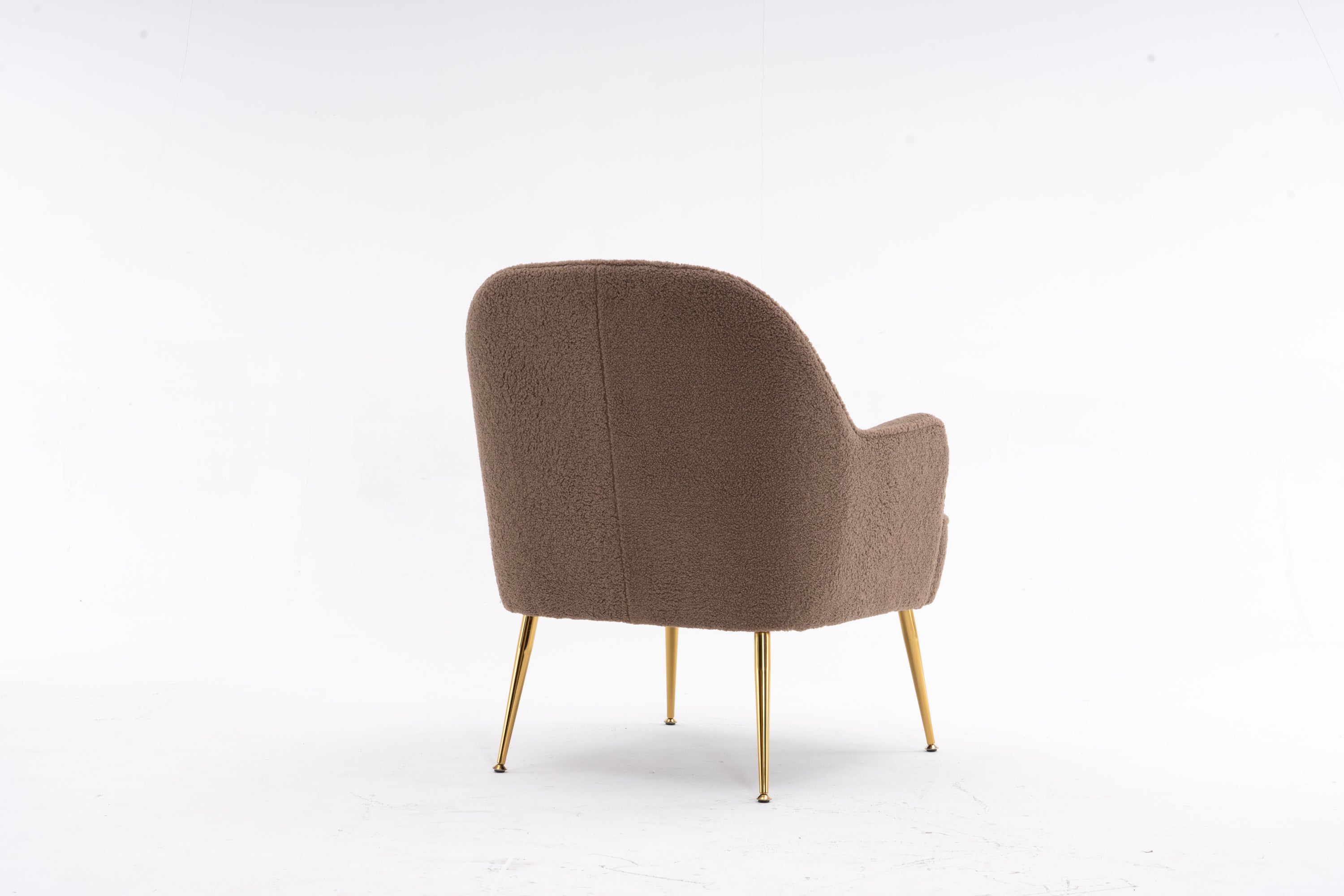 001-Modern Soft Teddy Fabric Accent Chair With Gold Metal Legs For Indoor,Coffee