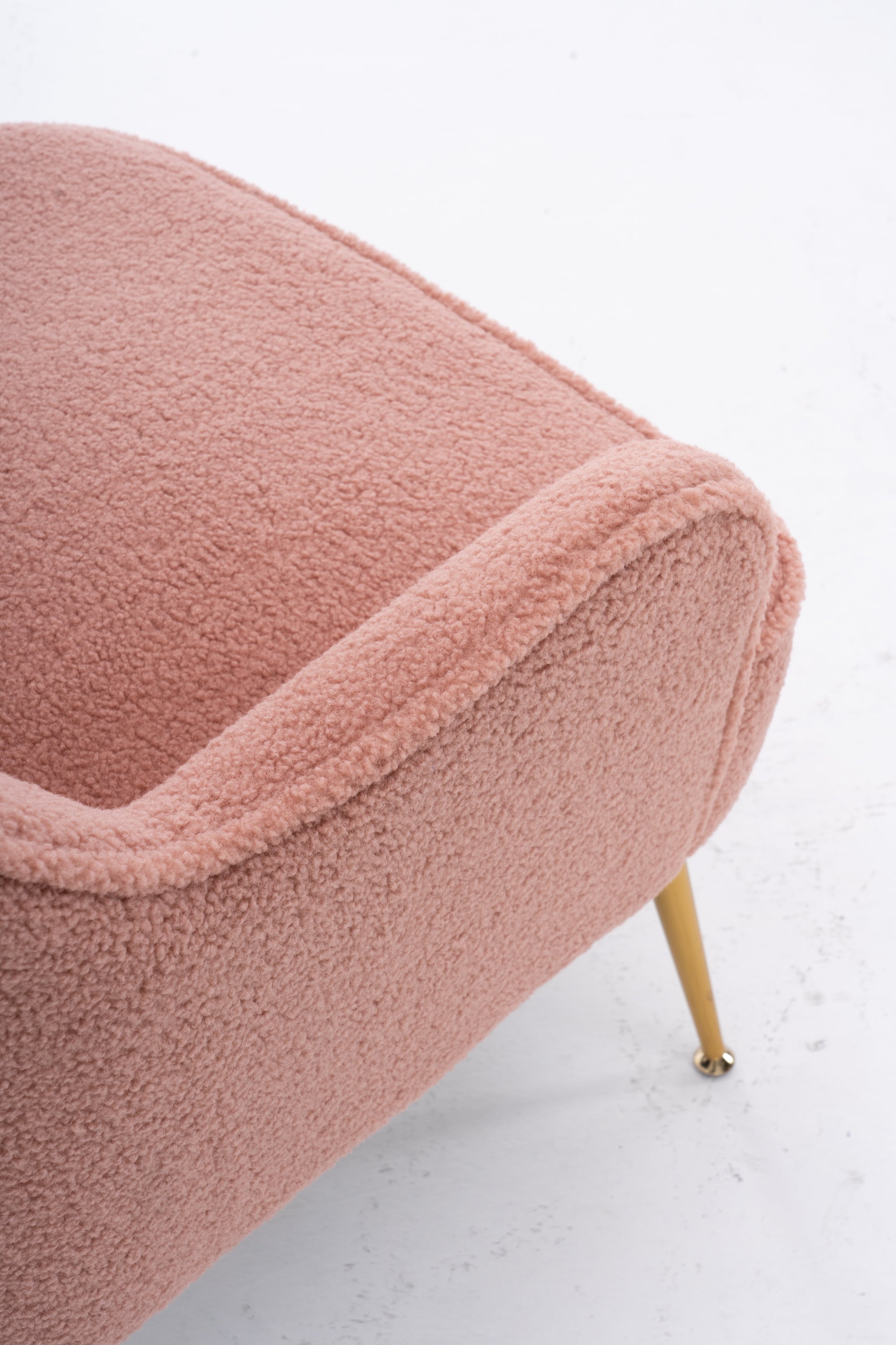 001-Modern Soft Teddy fabric Ergonomics Accent Chair With Gold Legs And Adjustable Legs For Indoor Home,Pink