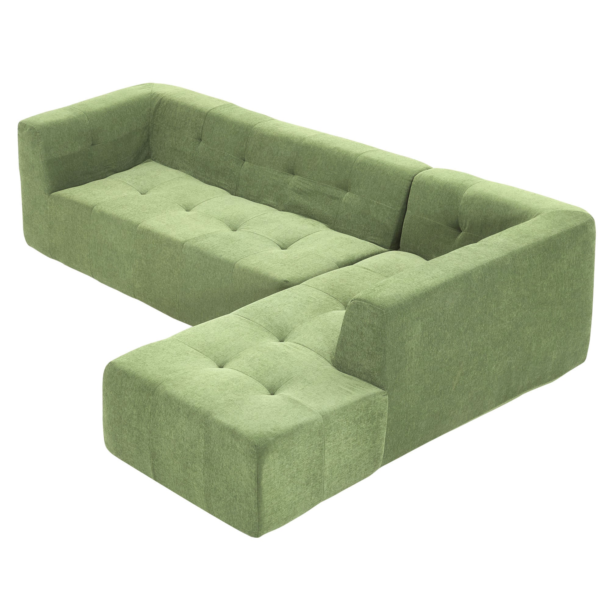 110.2*72.8" Modular Modular Combination Living Room Sofa Set, Modern Minimalist Sofa, Living Room Upholstered Sofa Bed, Bedroom, 2pcs Computer Free Combination, L-Shaped,Green