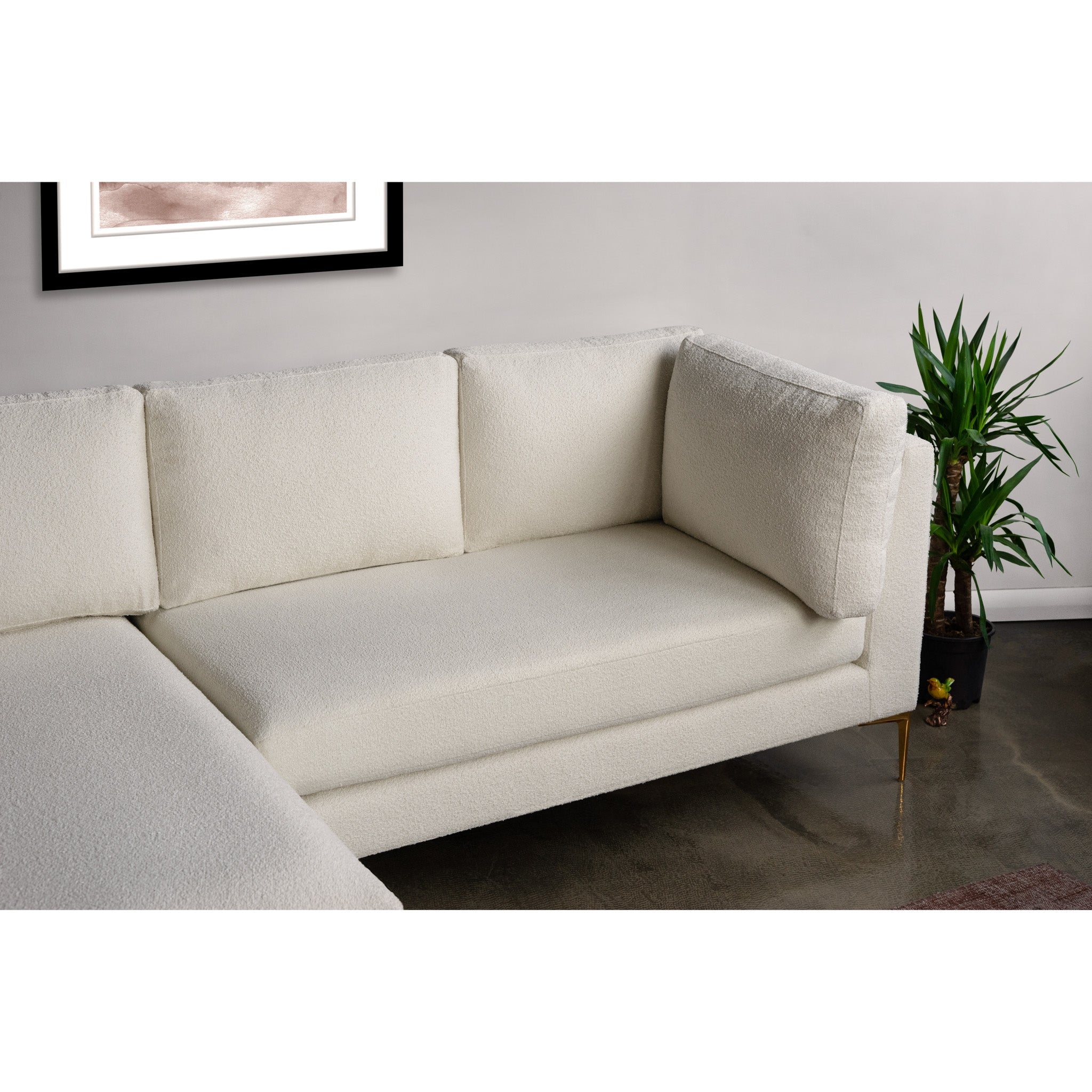 Chamberlain Sectional Sofa Left Chaise Beige Boucle