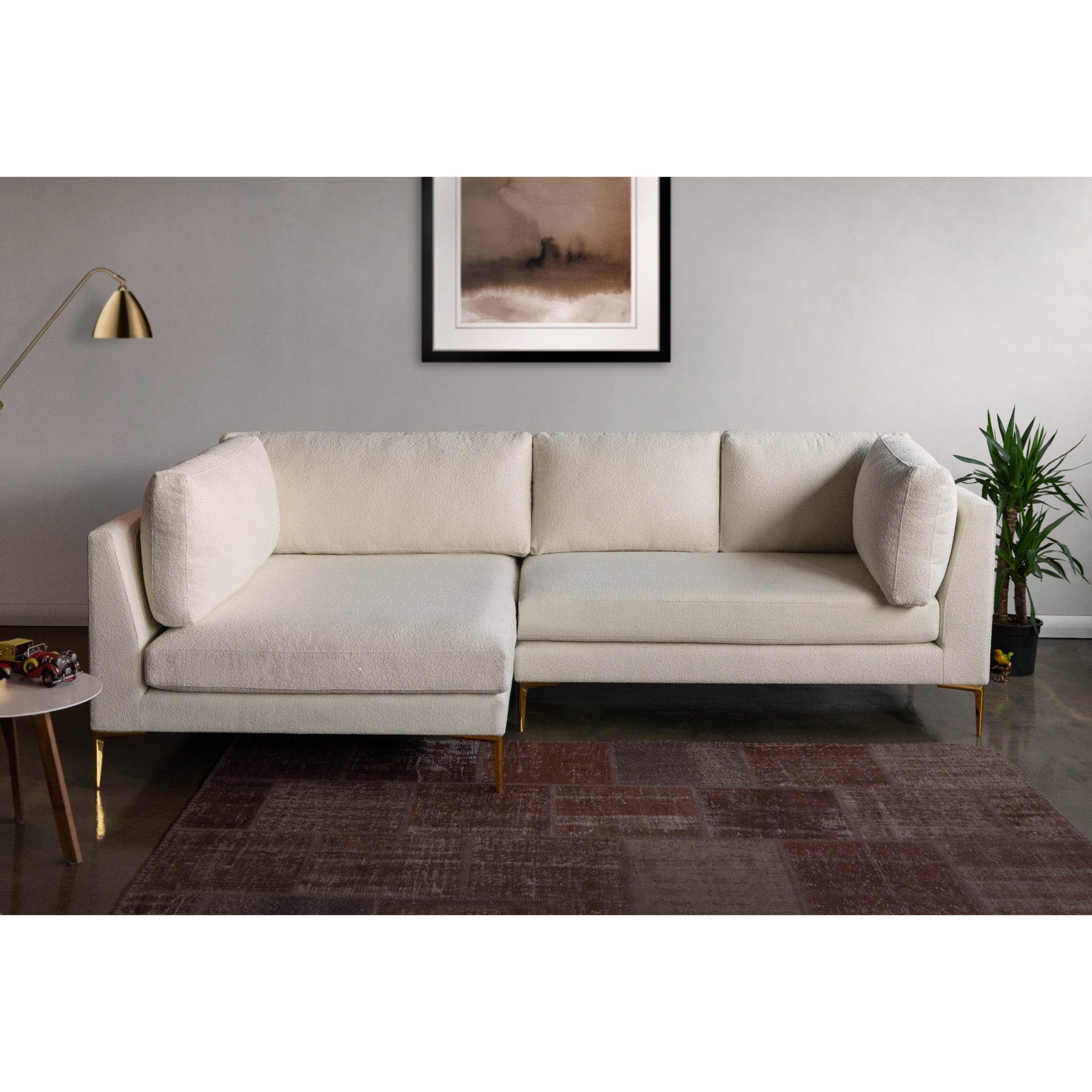 Chamberlain Sectional Sofa Left Chaise Beige Boucle