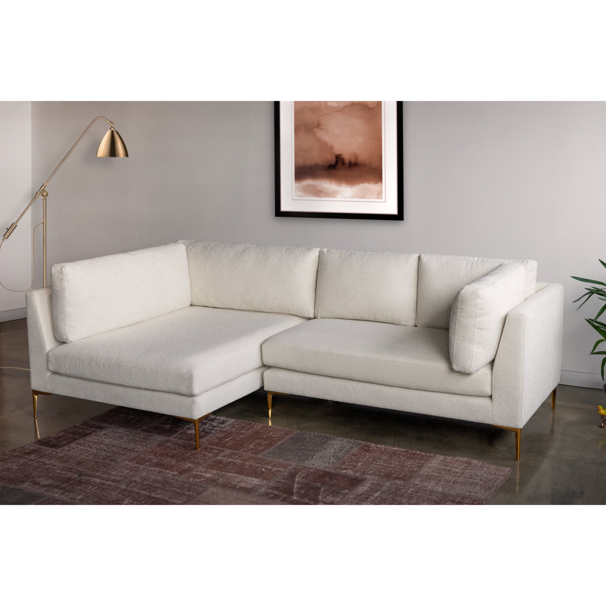 Chamberlain Sectional Sofa Left Chaise Beige Boucle