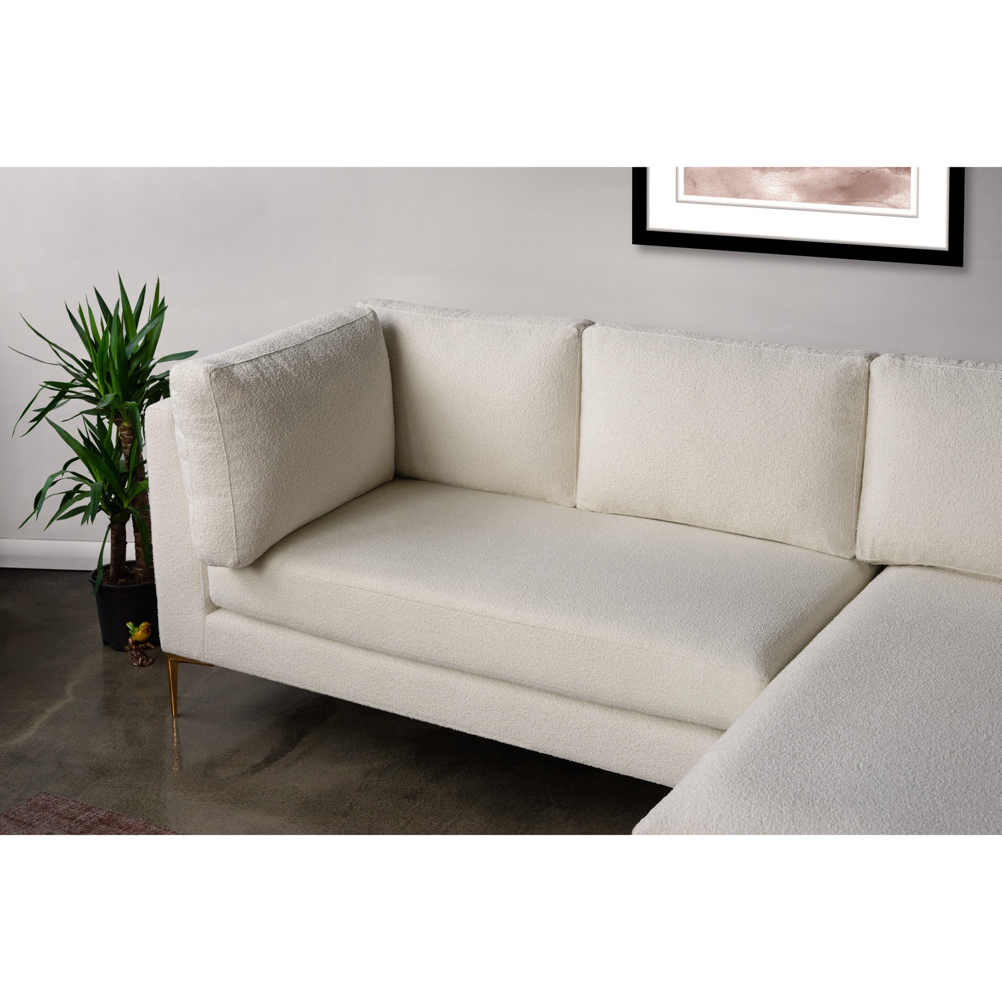 Chamberlain Right Facing Chaise Sectional Sofa Beige Boucle