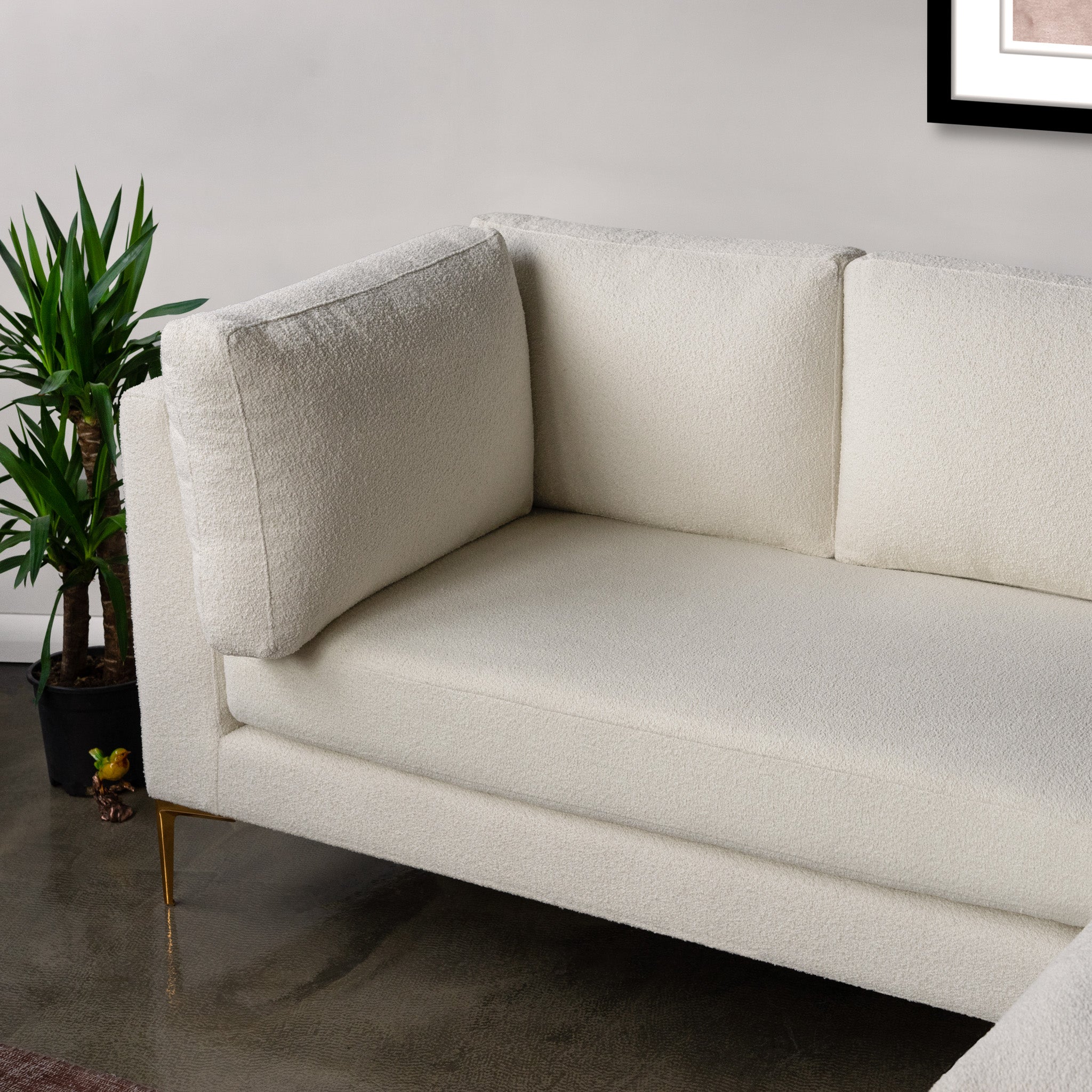 Chamberlain Right Facing Chaise Sectional Sofa Beige Boucle