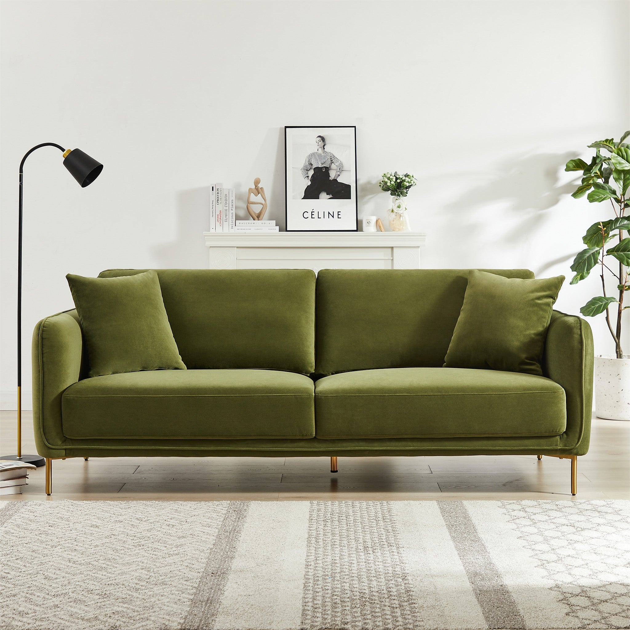 Daman Olive Green Velvet Sofa