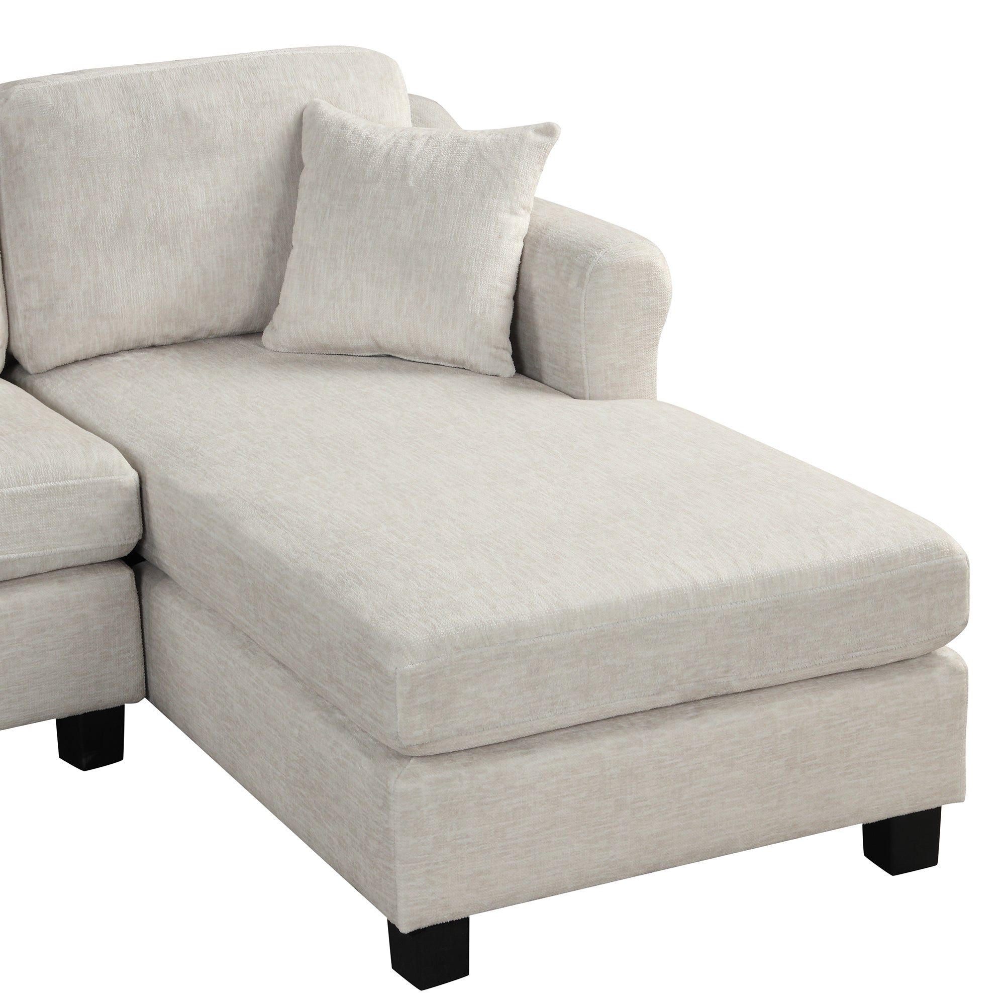 122.1" *91.3" 4pcs Sectional Sofa with Ottoman with Right Side Chaise velvet fabric White