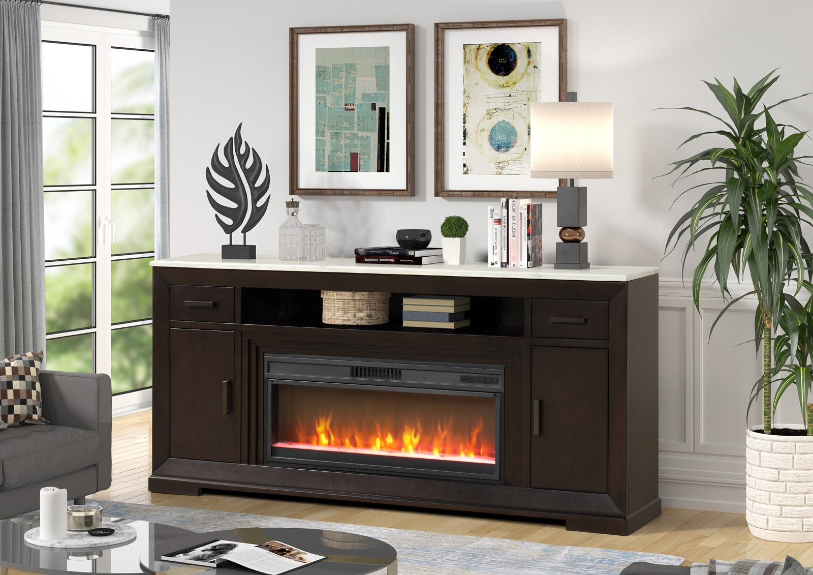 Avalon TV Stand with Fireplace