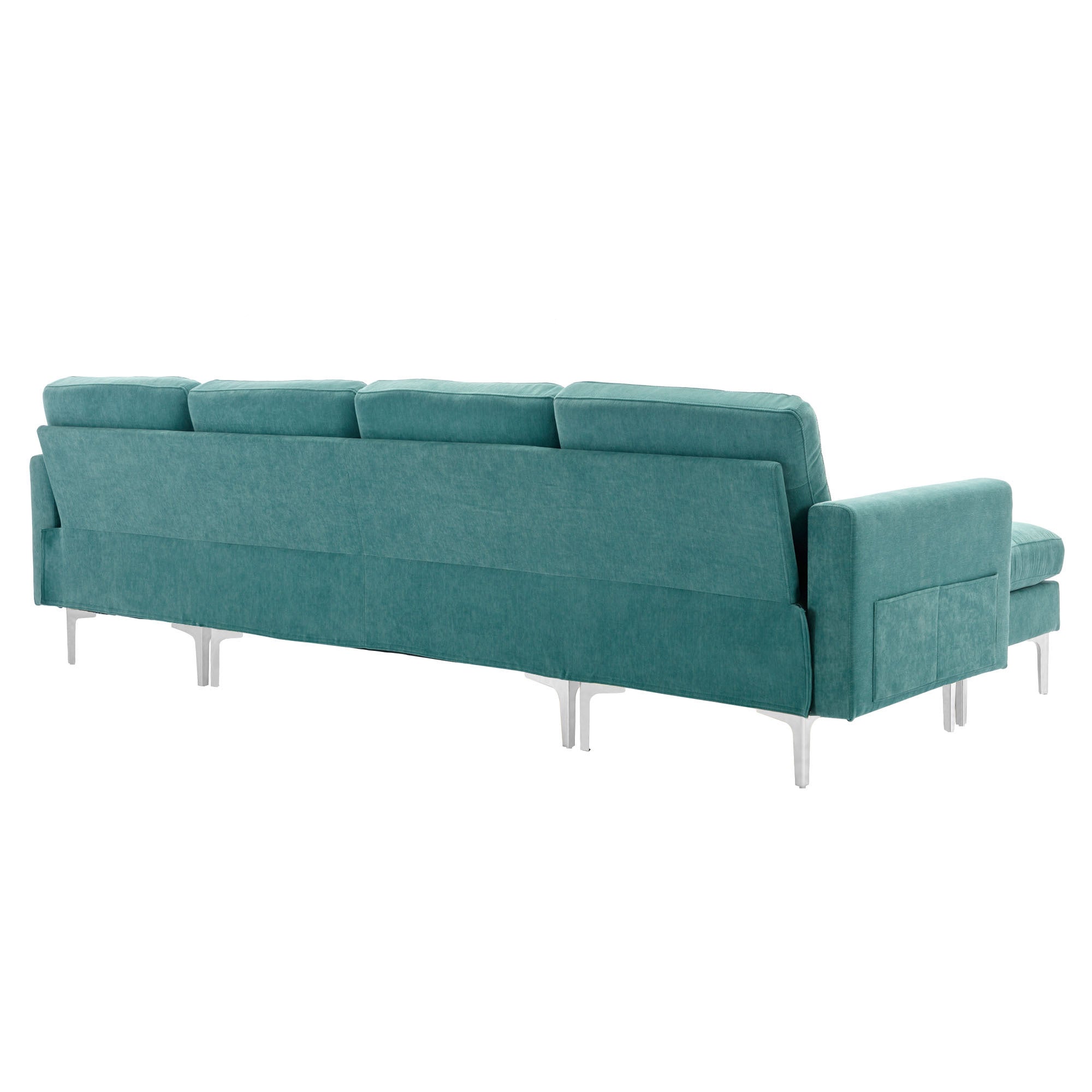 110" L-Shape Convertible Sectional Sofa Couch with Movable Ottoman for Living Room, Apartment, Office, Green