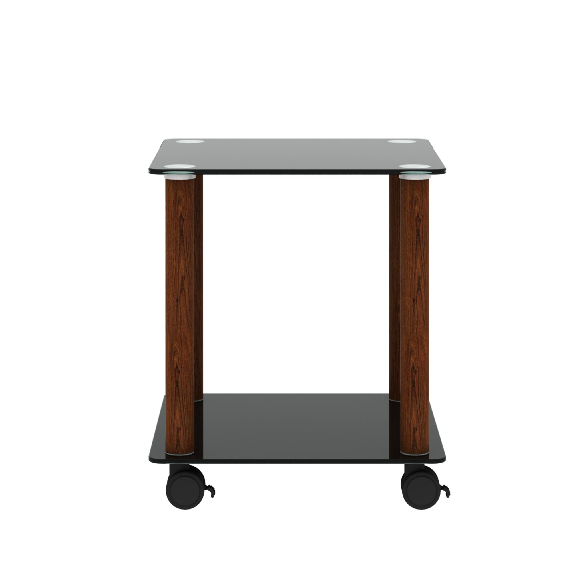 1-Piece Black + Walnut Side Table , 2-Tier Space End Table ,Modern Night Stand, Sofa table, Side Table with Storage Shelve