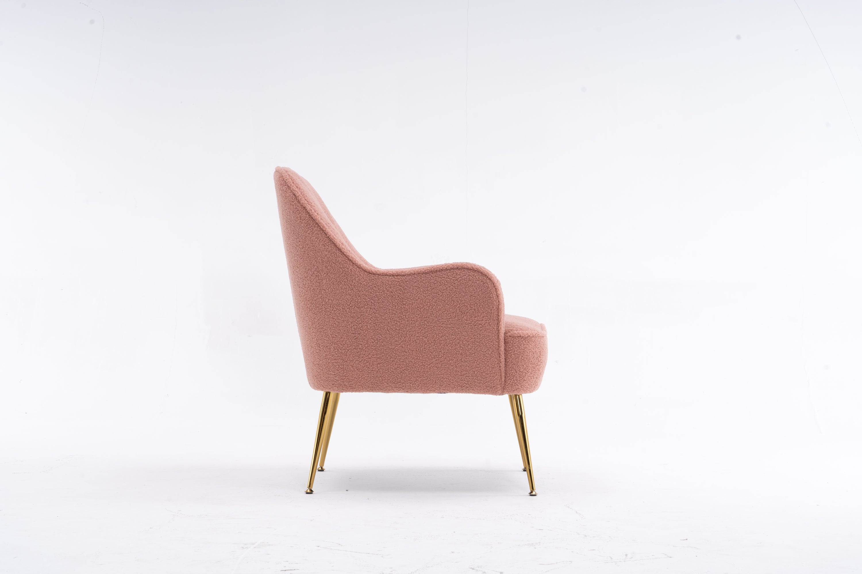 001-Modern Soft Teddy fabric Ergonomics Accent Chair With Gold Legs And Adjustable Legs For Indoor Home,Pink