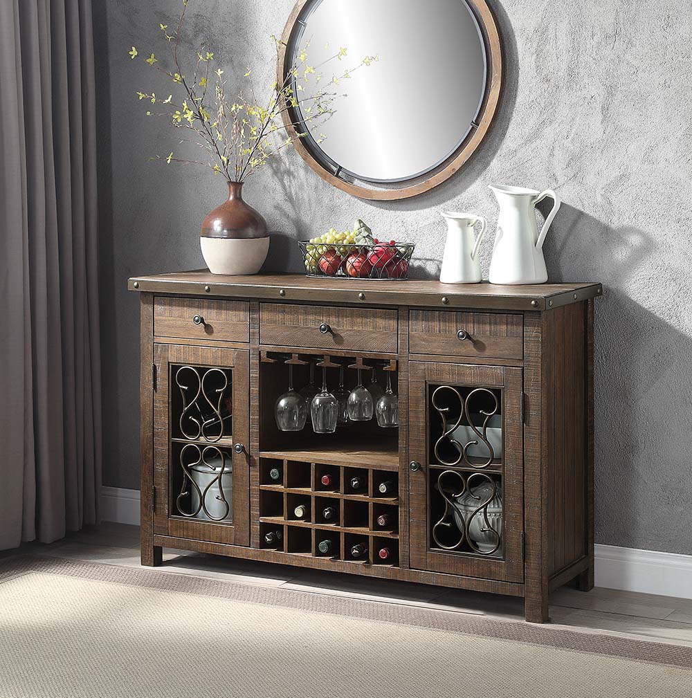 Anken Server W/Cup Holder & Wine Rack