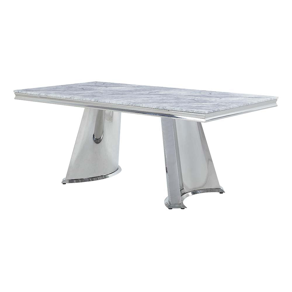 Saleya Dining Table W/Engineering Stone Top & Pedestal Base