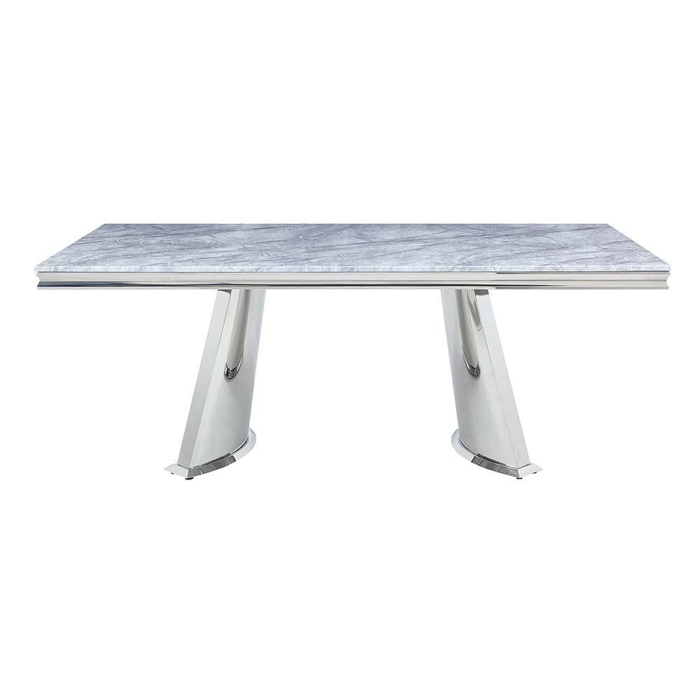 Saleya Dining Table W/Engineering Stone Top & Pedestal Base