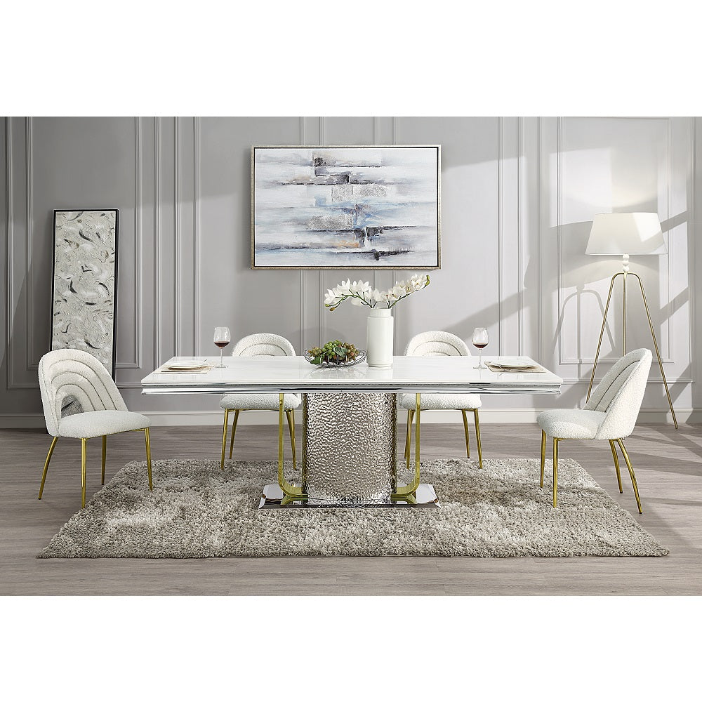 Havis Dining Table W/Engineering Stone Top & Pedestal Base