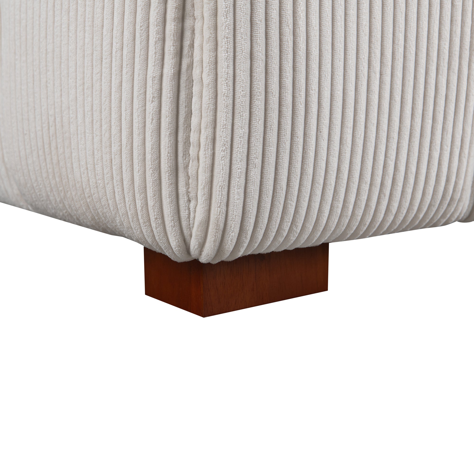 103.9" Modern Couch Corduroy Fabric Comfy Sofa with Rubber Wood Legs, 4 Pillows for Living Room, Bedroom, Office, Beige