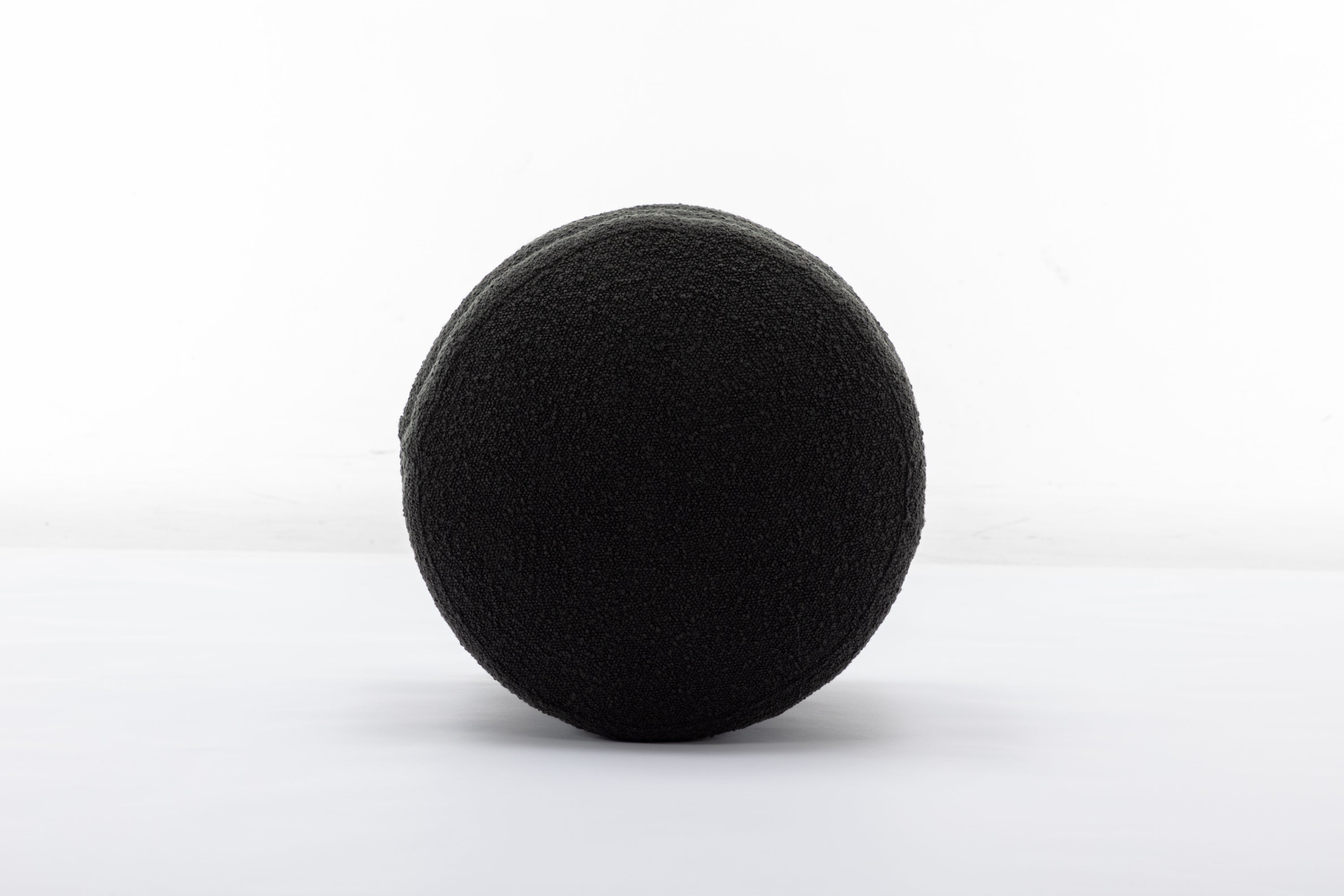 006-Soft Boucle Round Ottoman Footrest Stool,Black