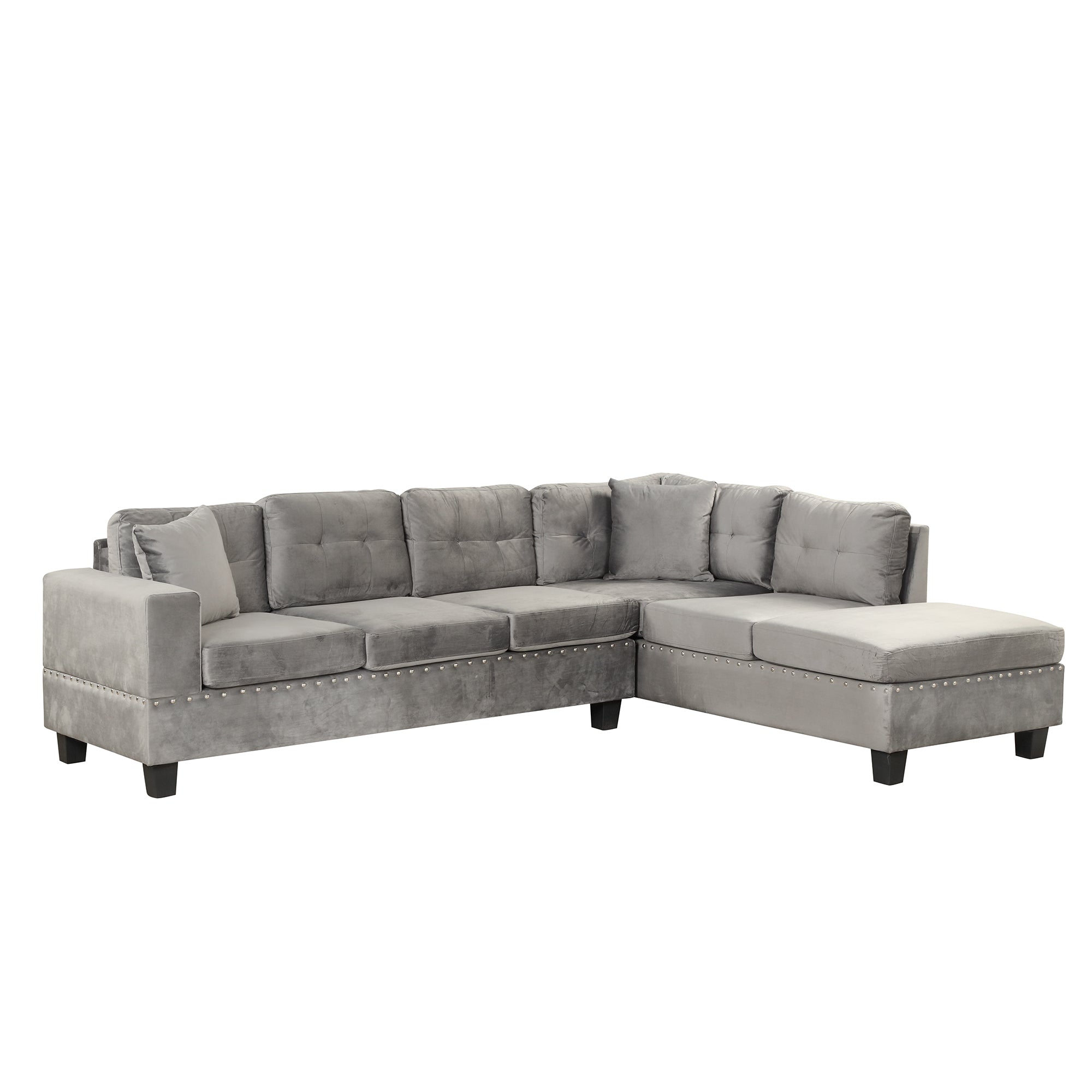 104.5" Modern Sectional Sofa with Storage Ottoman, L-Shape Couch with 2 Pillows and Cup Holder,Sectional Sofa with Reversible Chaise for Living Room,Gray