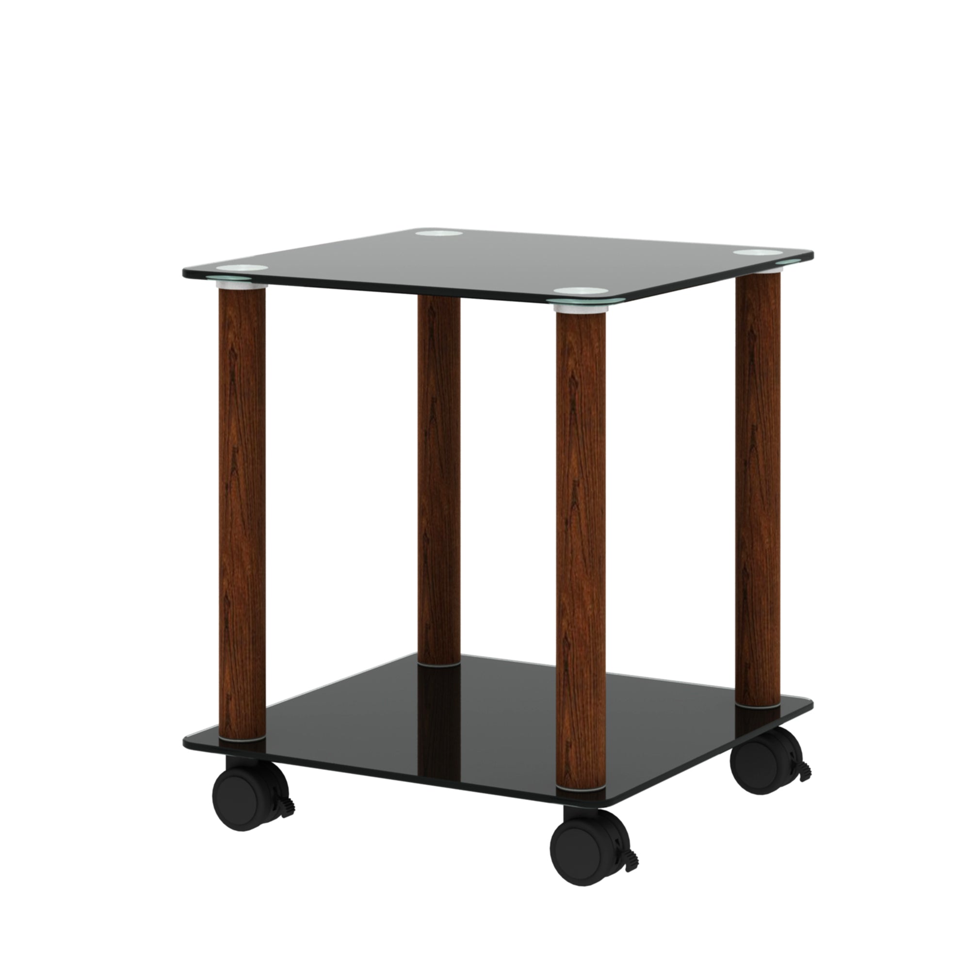 1-Piece Black + Walnut Side Table , 2-Tier Space End Table ,Modern Night Stand, Sofa table, Side Table with Storage Shelve