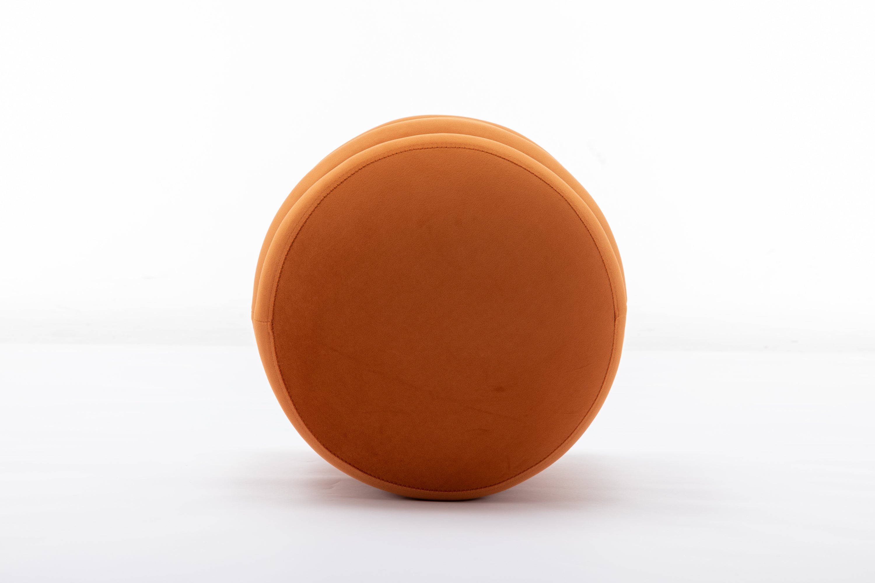 006-Soft Velvet Round Ottoman Footrest Stool,Orange