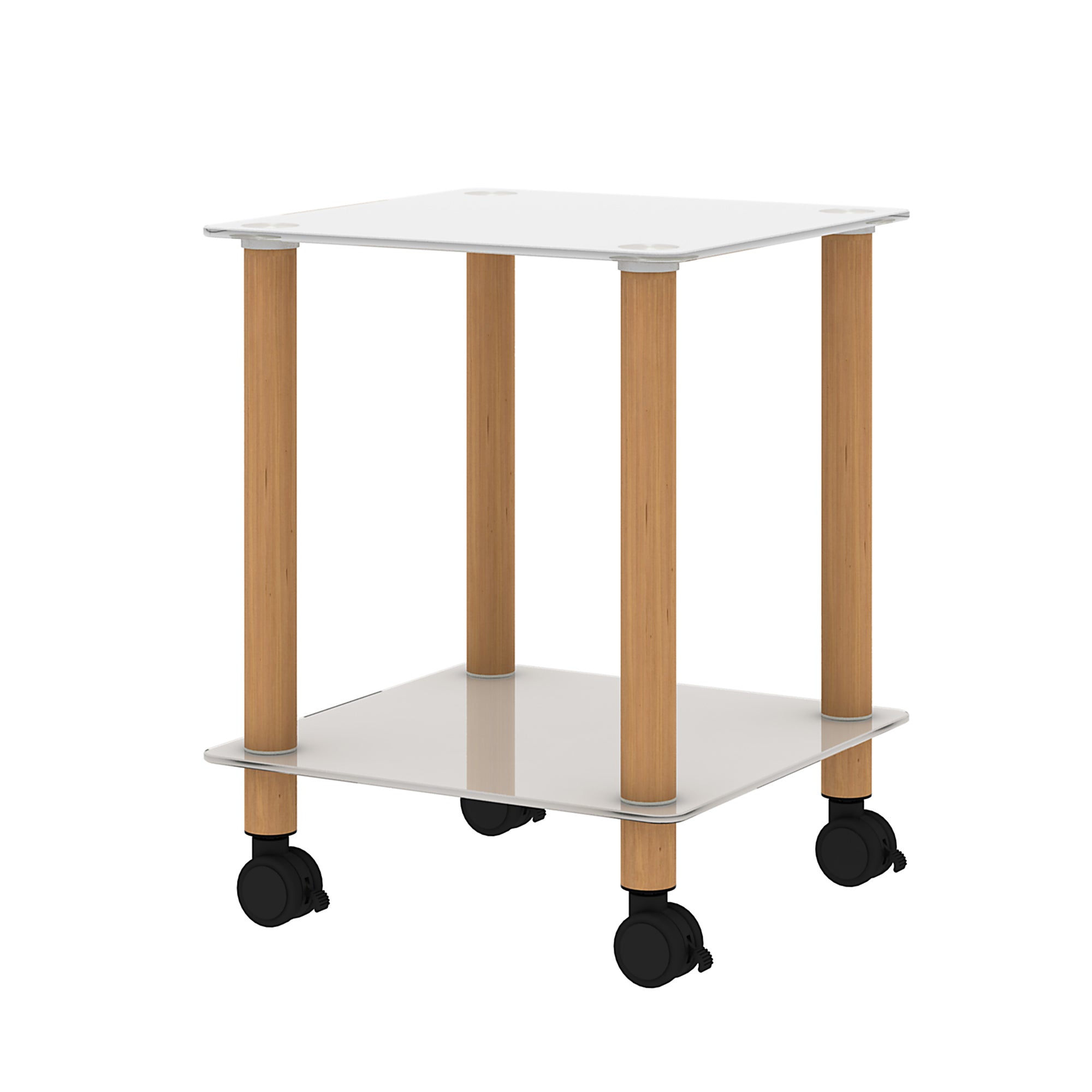 1-Piece White+Oak Side Table , 2-Tier Space End Table ,Modern Night Stand, Sofa table, Side Table with Storage Shelve