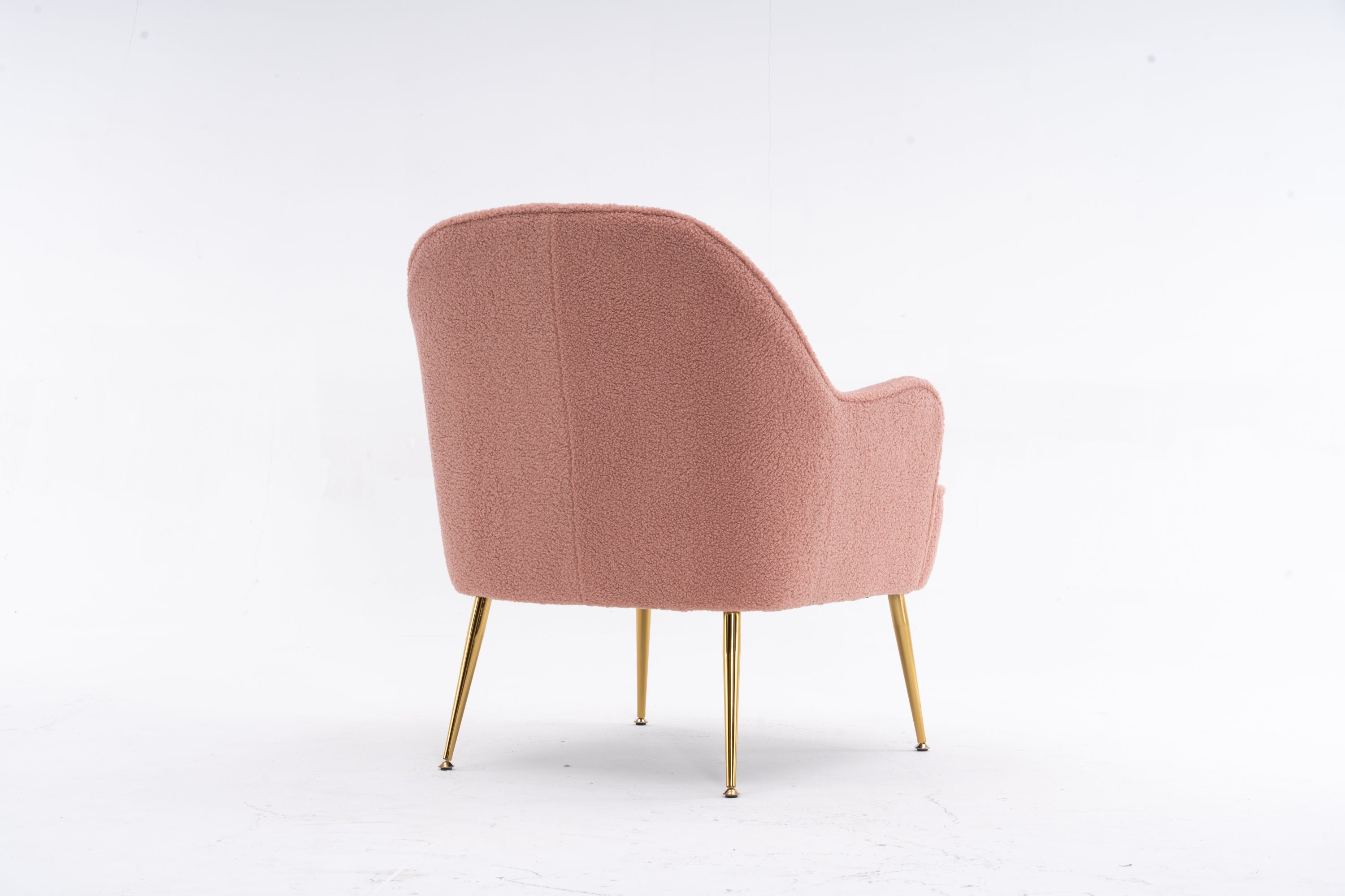 001-Modern Soft Teddy fabric Ergonomics Accent Chair With Gold Legs And Adjustable Legs For Indoor Home,Pink