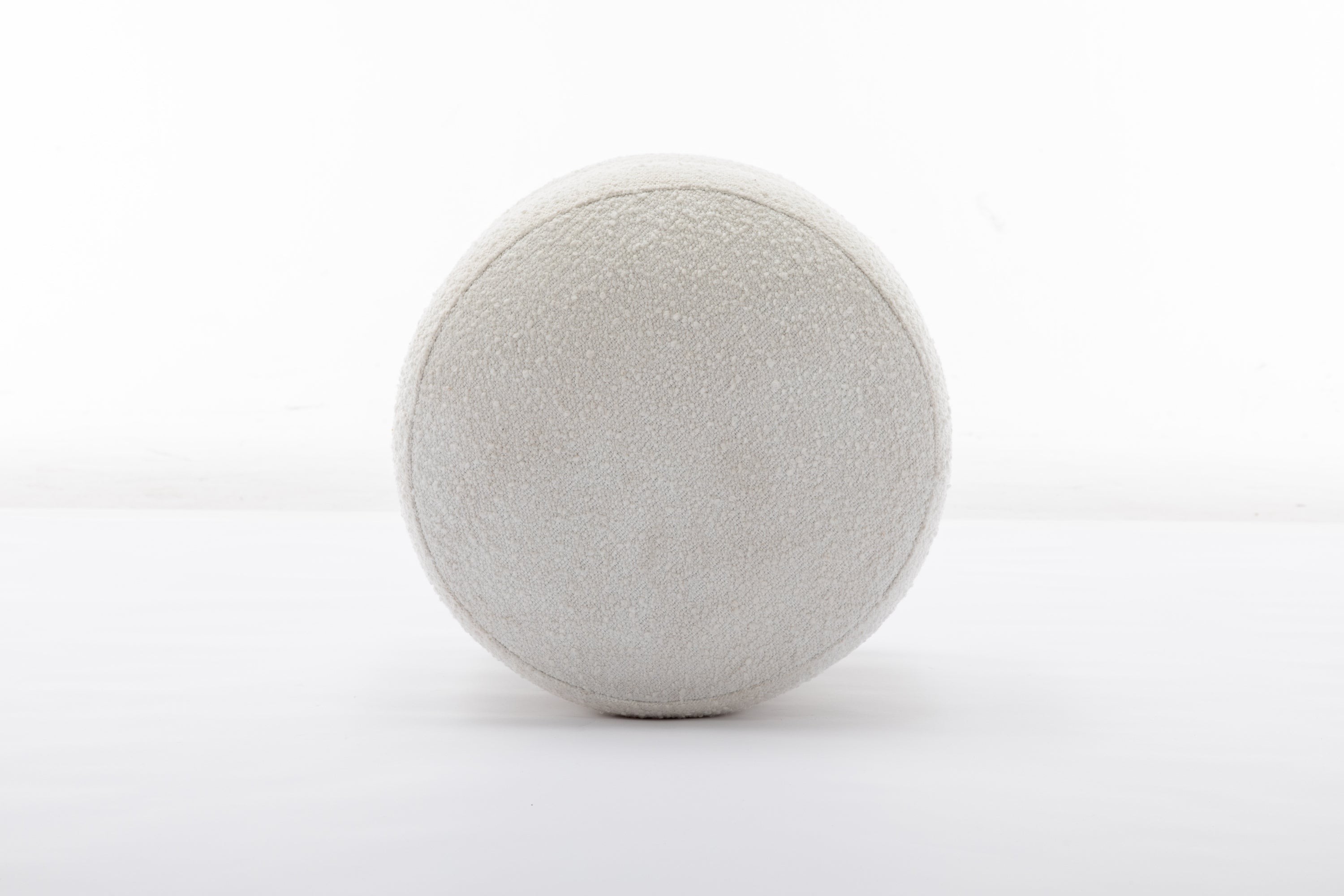 006-Soft Boucle Round Ottoman Footrest Stool,White