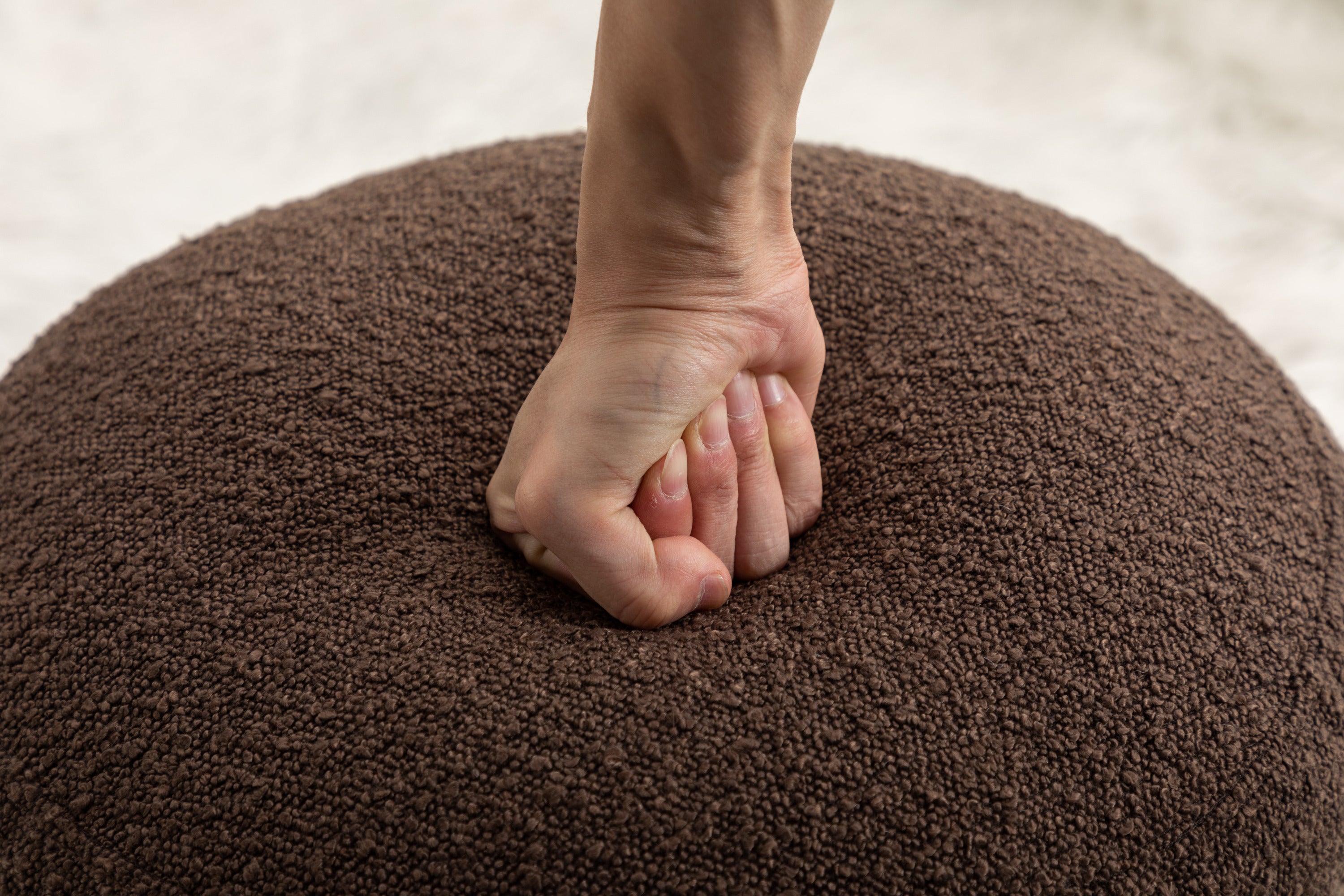 006-Soft Boucle Round Ottoman Footrest Stool,Brown