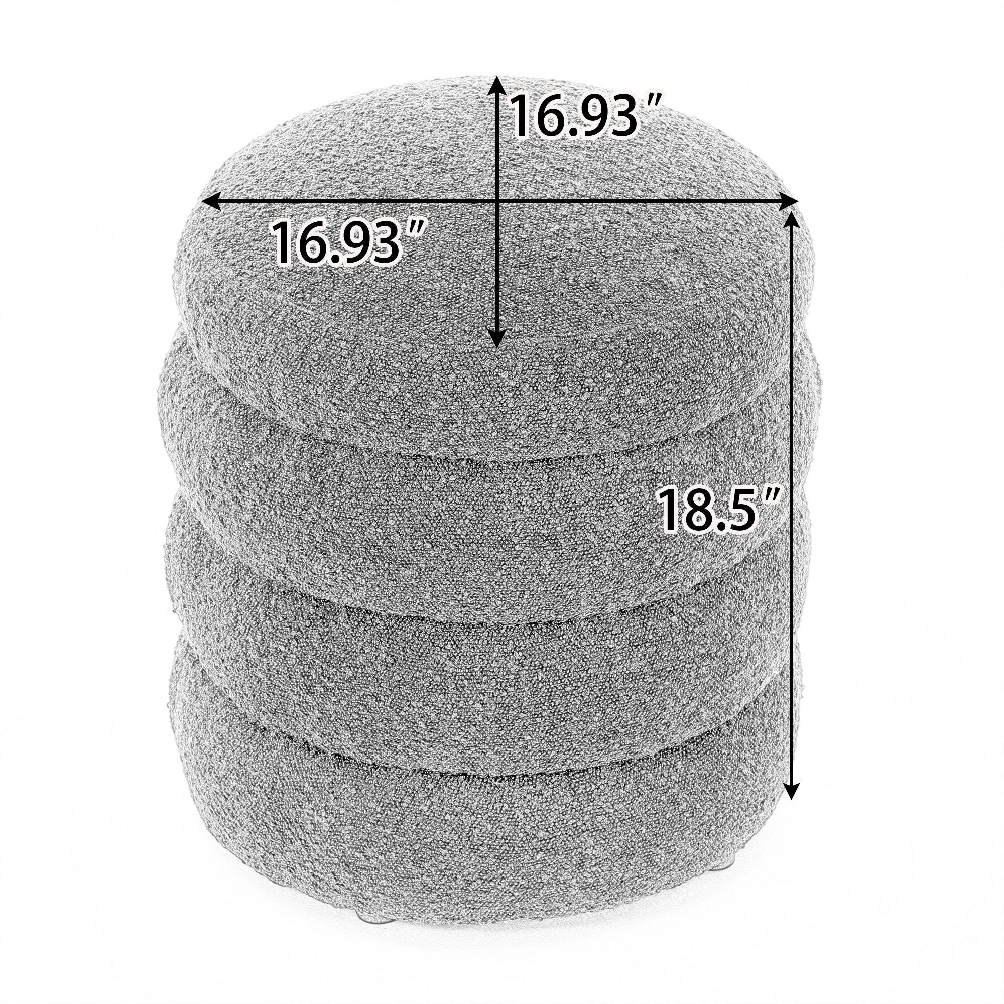 006-Soft Boucle Round Ottoman Footrest Stool,Brown