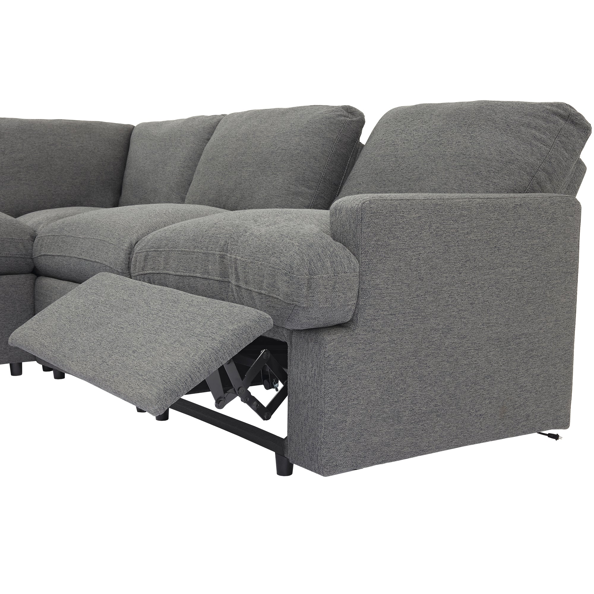 104'' Power Recliner Corner Sofa Home Theater Reclining Sofa Sectional Couches with Storage Box, Cup Holders, USB Ports and Power Socket for Living Room, Dark Grey