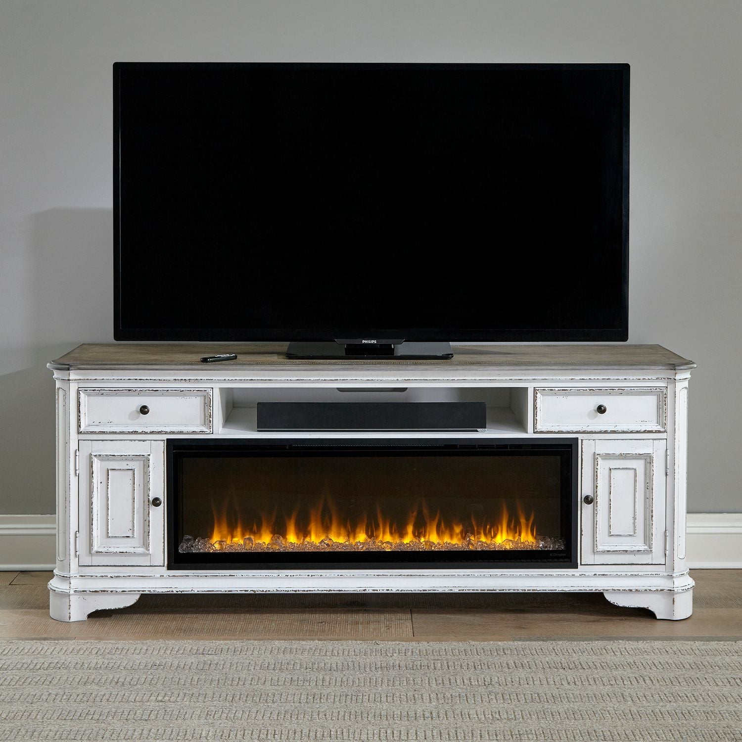 Kemarley 82 Inch TV Stand with Fire