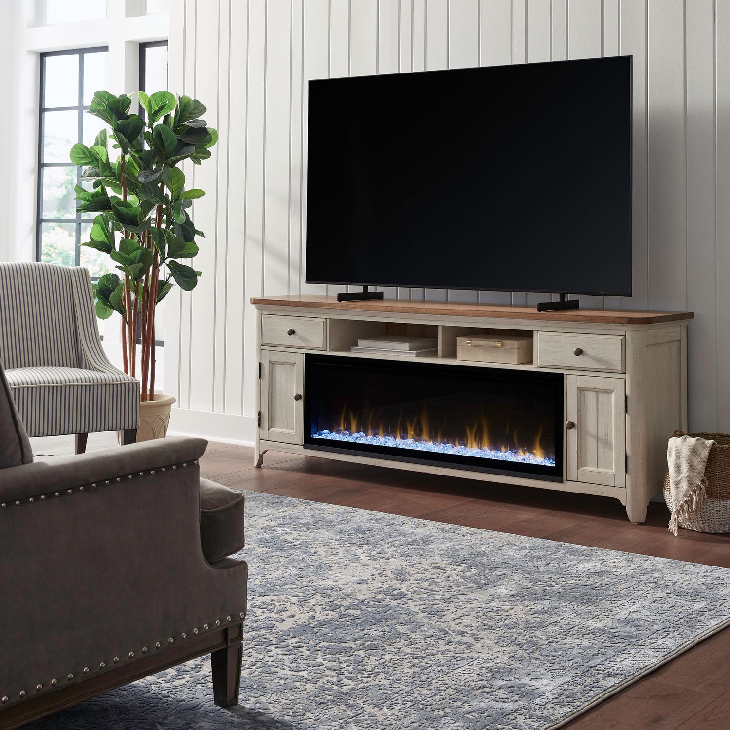 Kaytlen 79 Inch TV Stand with Fire